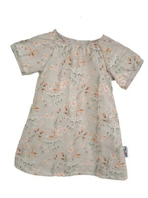 Kurzarmkleid Musselin Blümchen sand 86/92