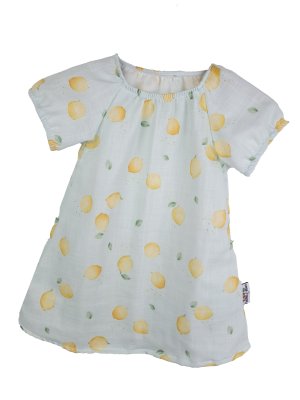 Kurzarmkleid Musselin Zitronen 86/92