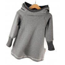 Hoodiekleid Feinstrick grau