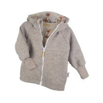 Walkjacke aus Merino Wollfleece sand meliert mit Fuchsi creme