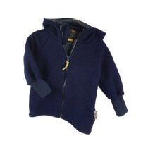 Walkjacke aus Merino Wollfleece blau mit Teddybär