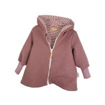 Walkmantel aus Merino Wollfleece altrosa mit Streifen mauve
