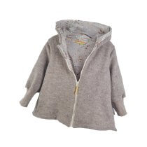Walkmantel aus Merino Wollfleece sand meliert mit Blümchen sand