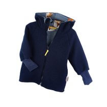 Walkjacke aus Merino Wollfleece blau mit Fuchsi blau