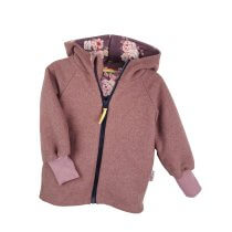 Walkjacke Merino Wollfleece altrosa mit Lovely Flowers 98/104