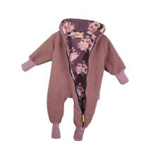 Walkoverall aus Merino Wollfleece altrosa mit Lovely Flowers