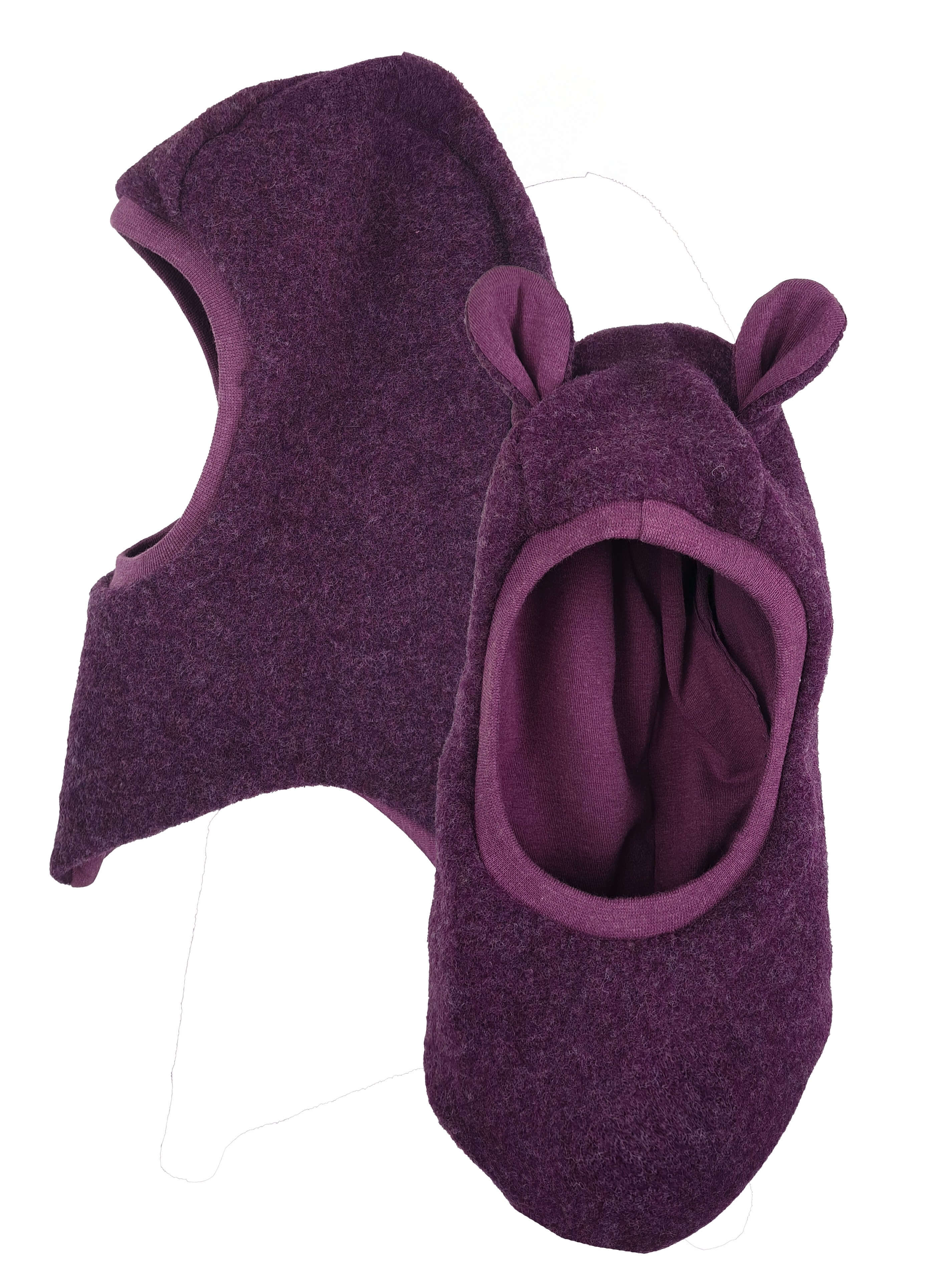 Schlupfmütze aus Merino Wollfleece flieder meliert