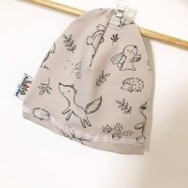 Beanie Waldtiere beige 50-54 mit Fleece gefüttert
