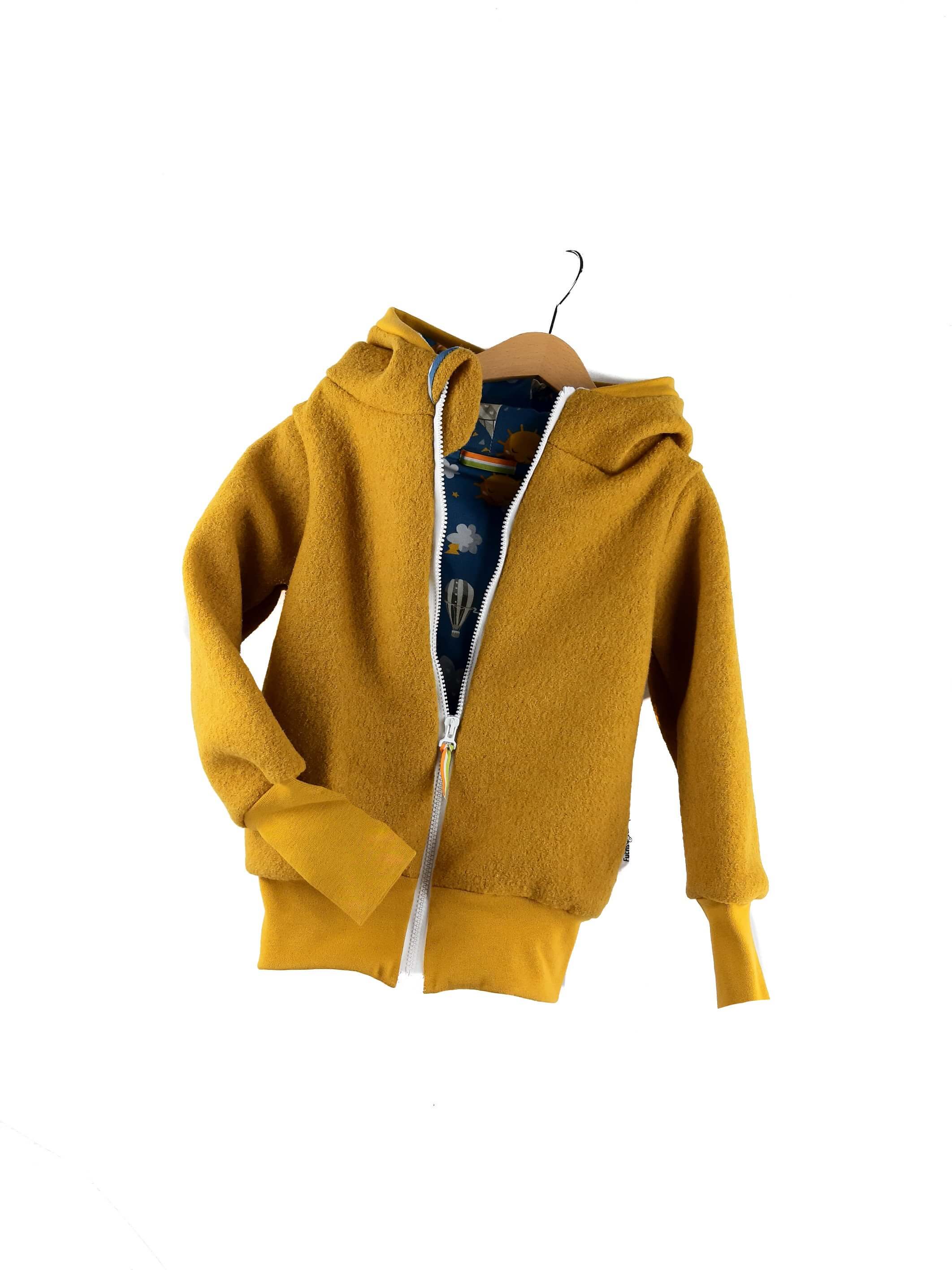 Walkjacke senfgelb mit Heissluftballons