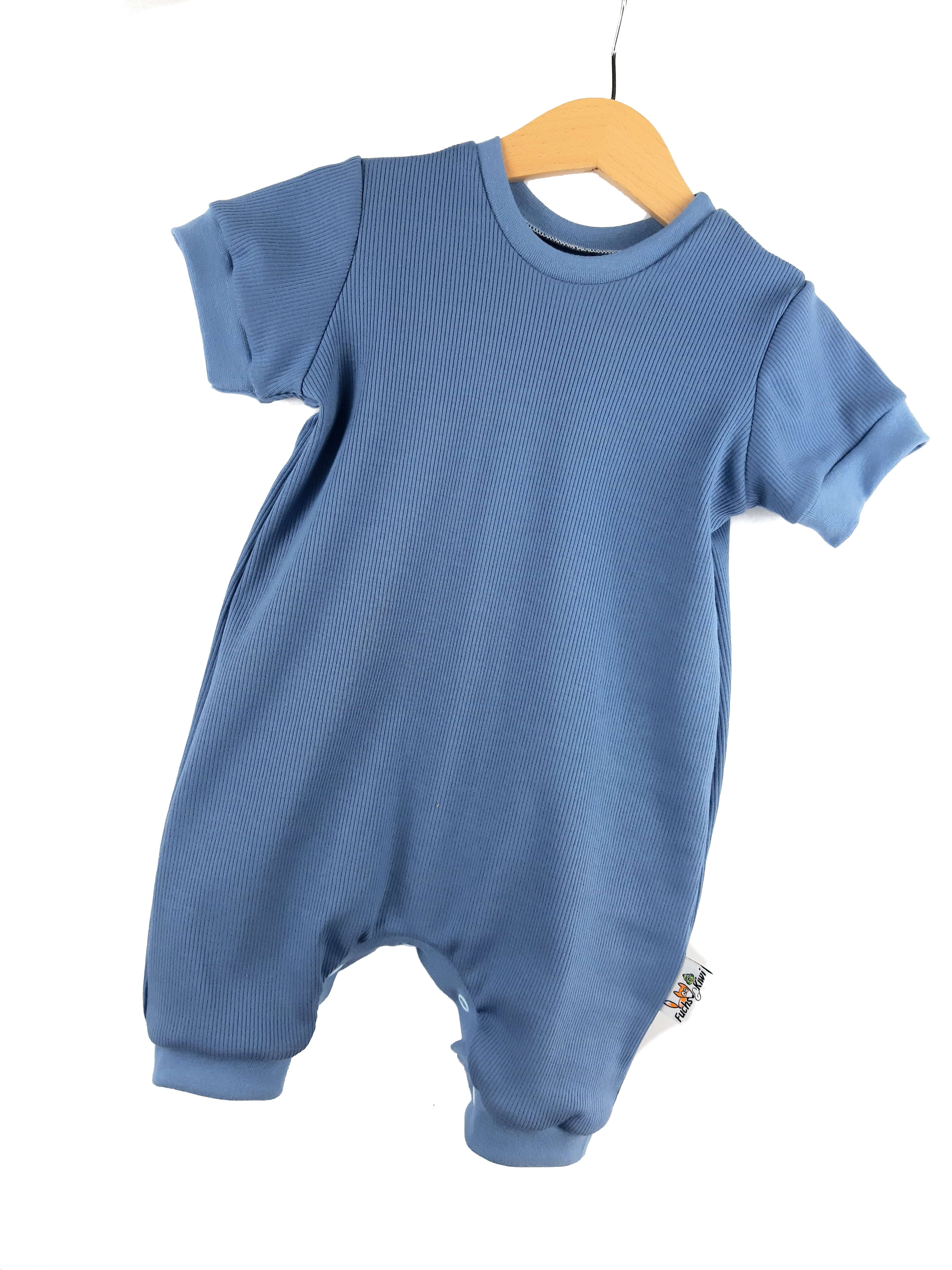 Einteiler kurz Feinripp rauchblau
