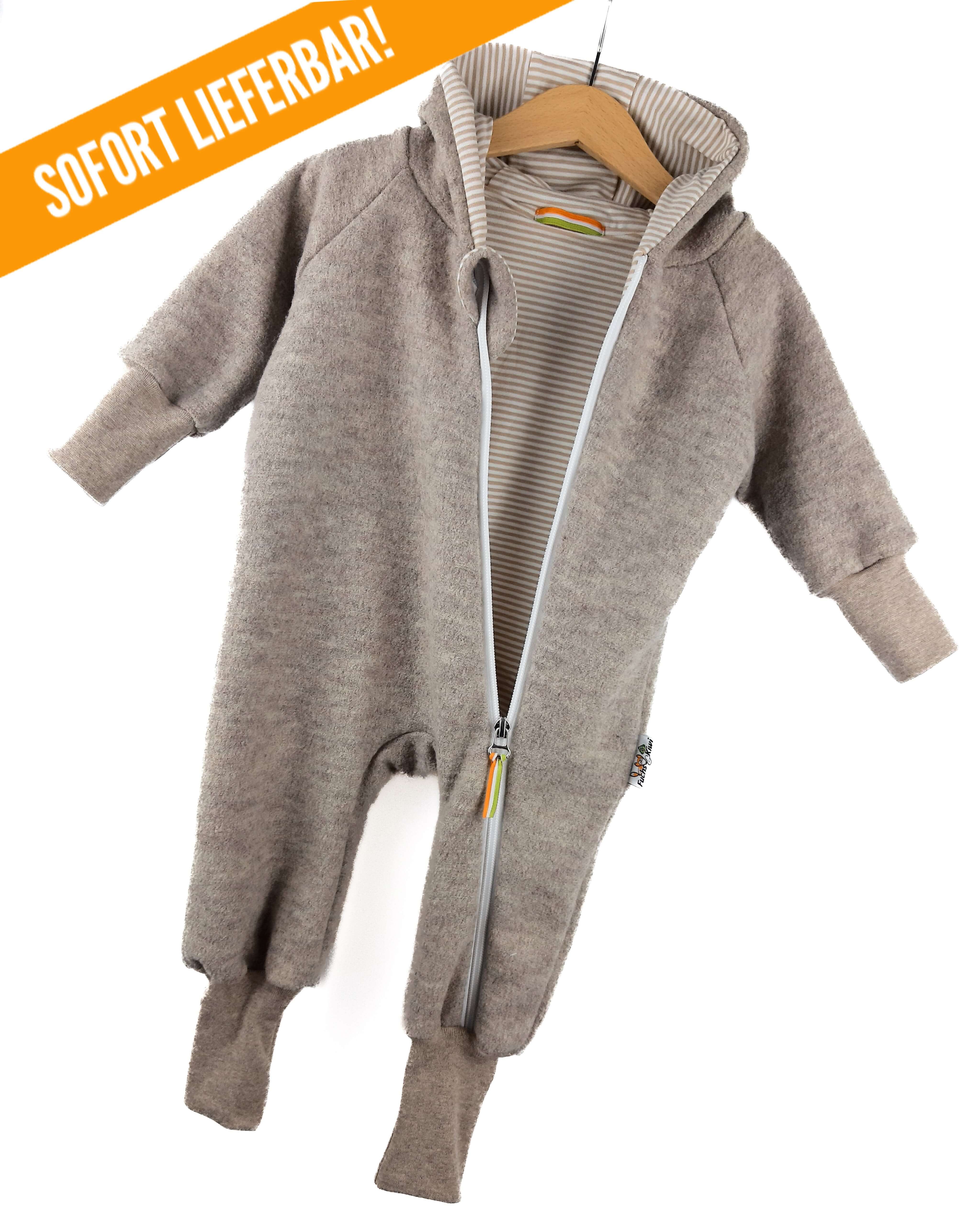 Walkoverall sand meliert mit Streifen beige