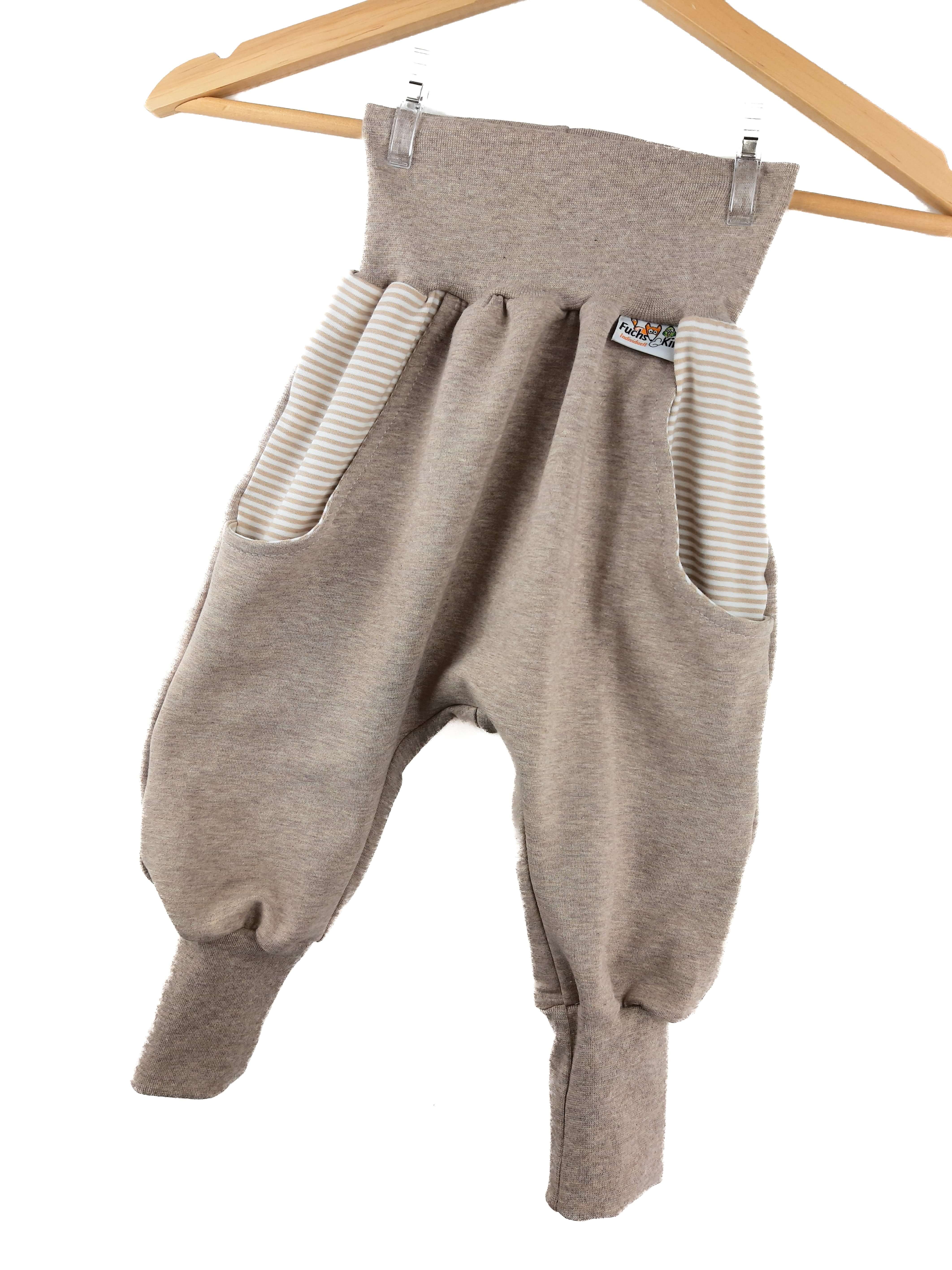 Individuell Sweat Pumphose sand meliert mit Streifen beige