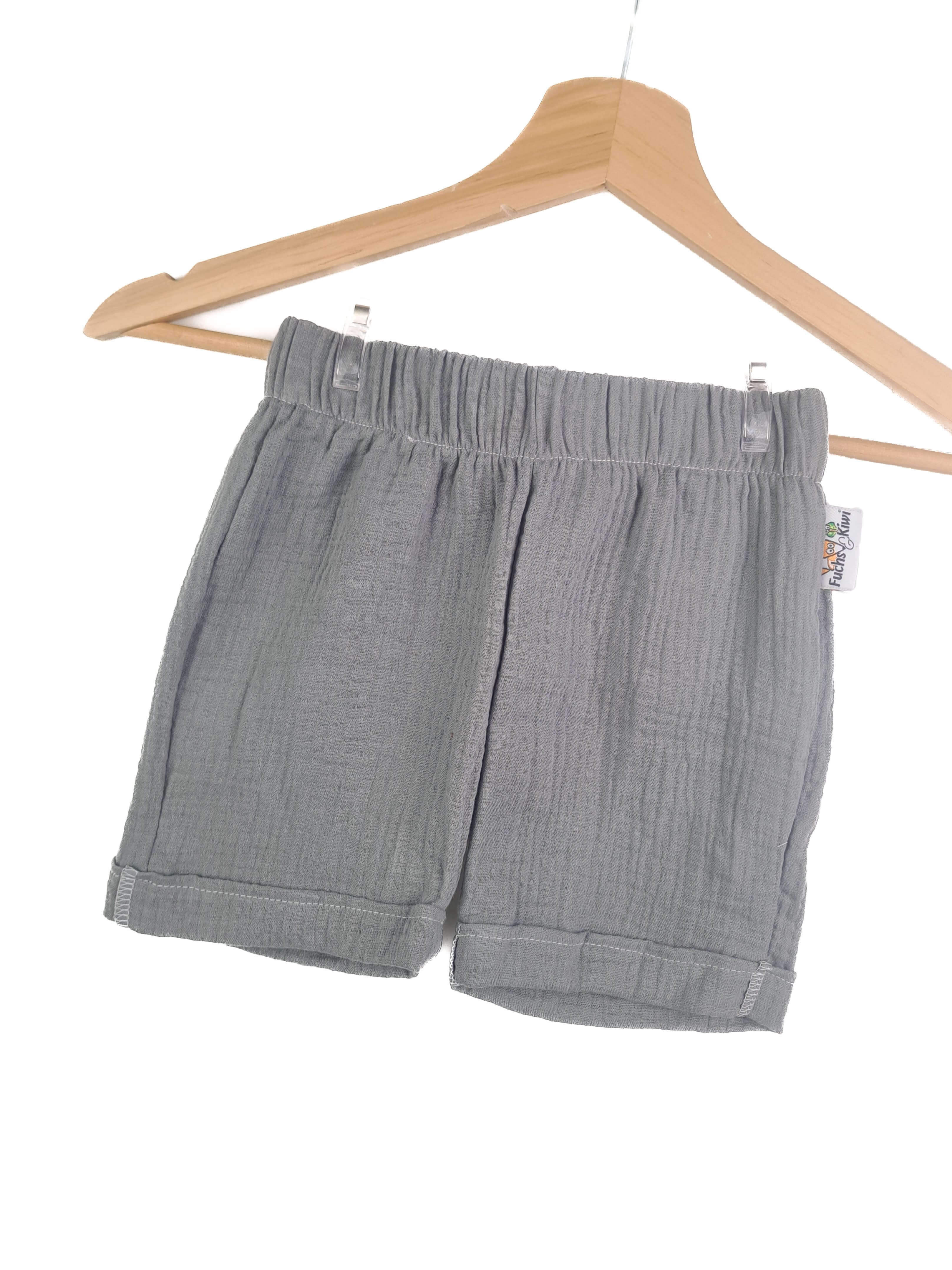 Kurze Shorts Musselin grau 98/104