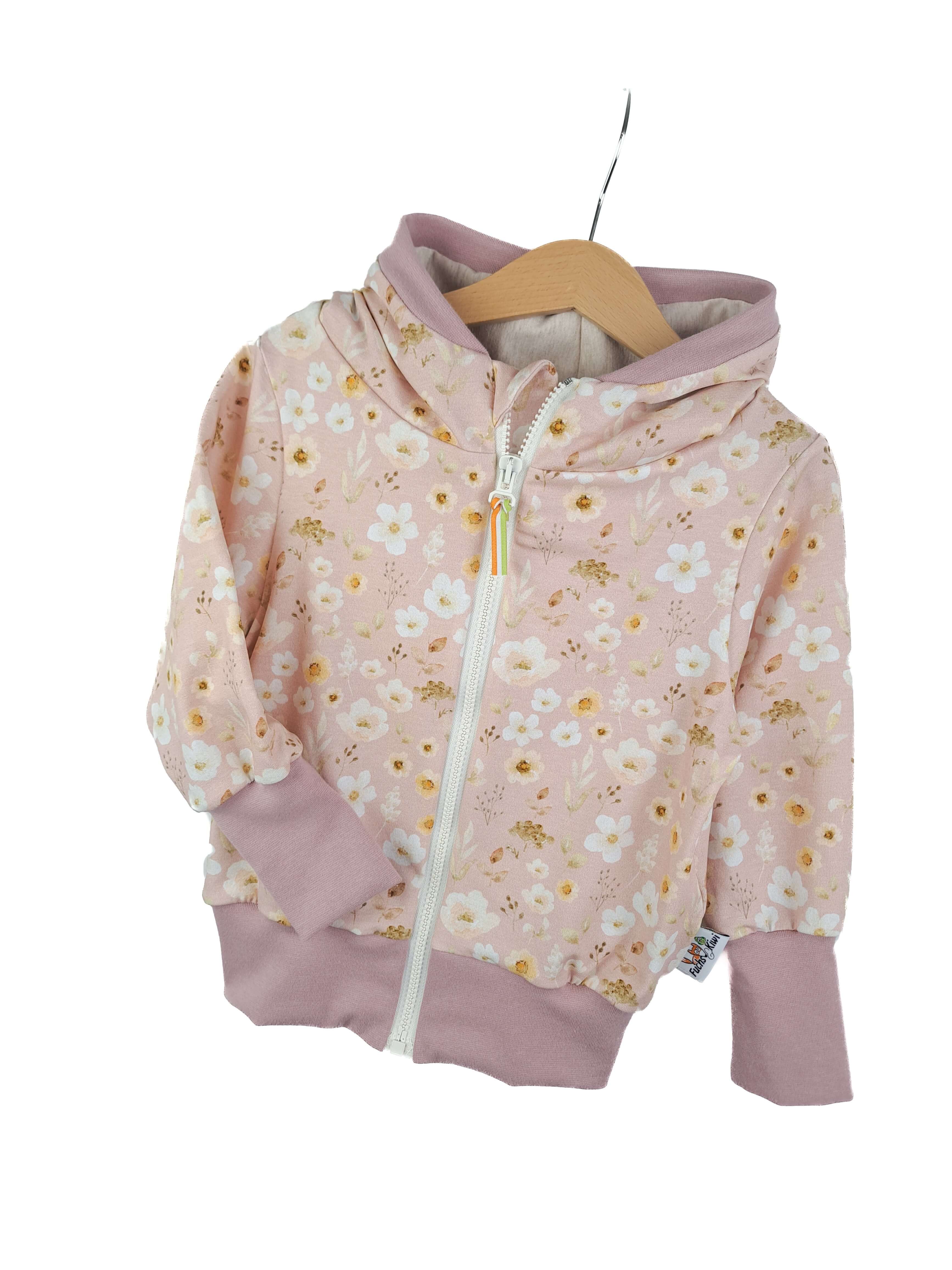 Sweatjacke Blümchen altrosa 86/92