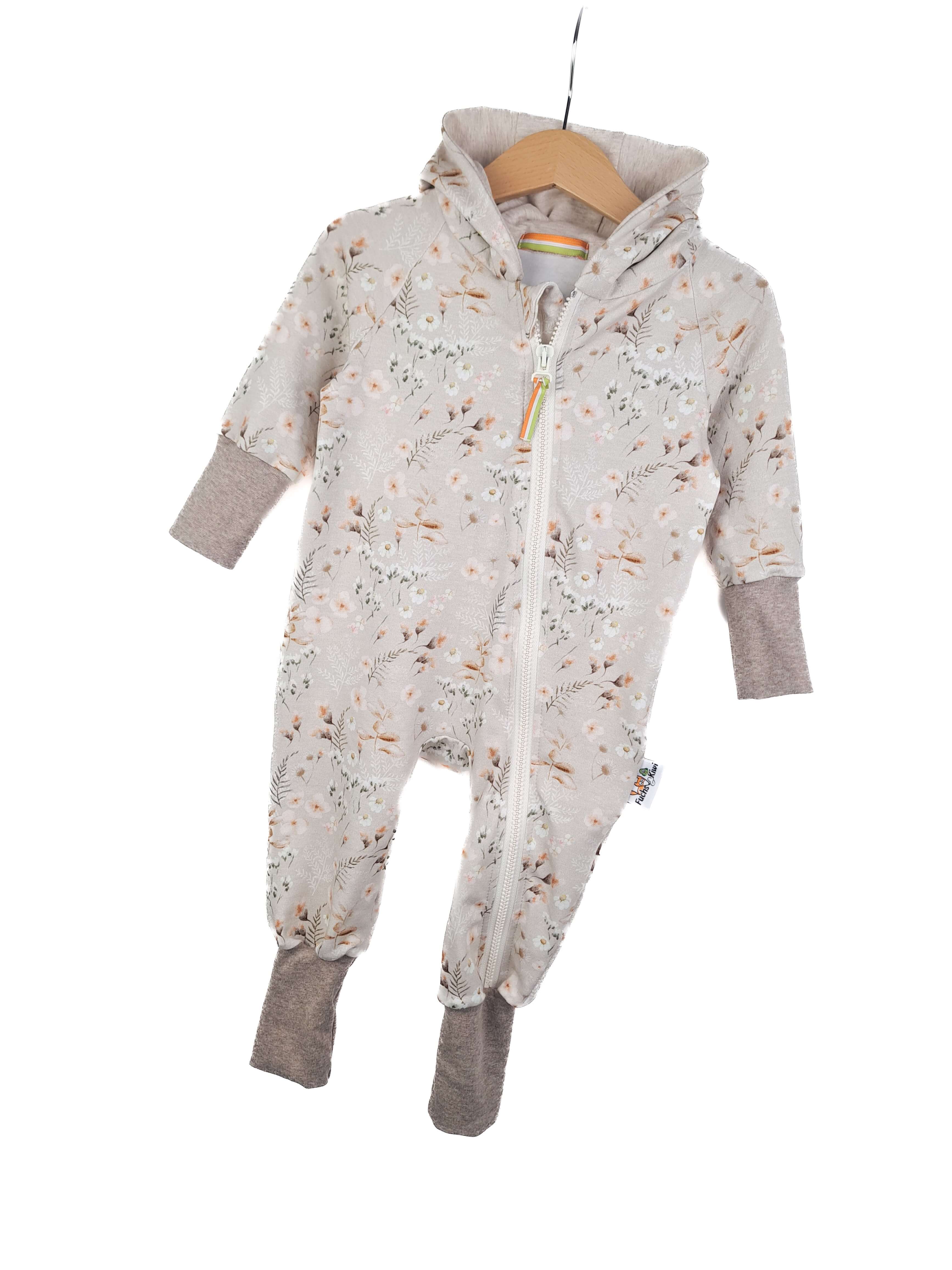Sweatoverall Blümchen sand 62/68