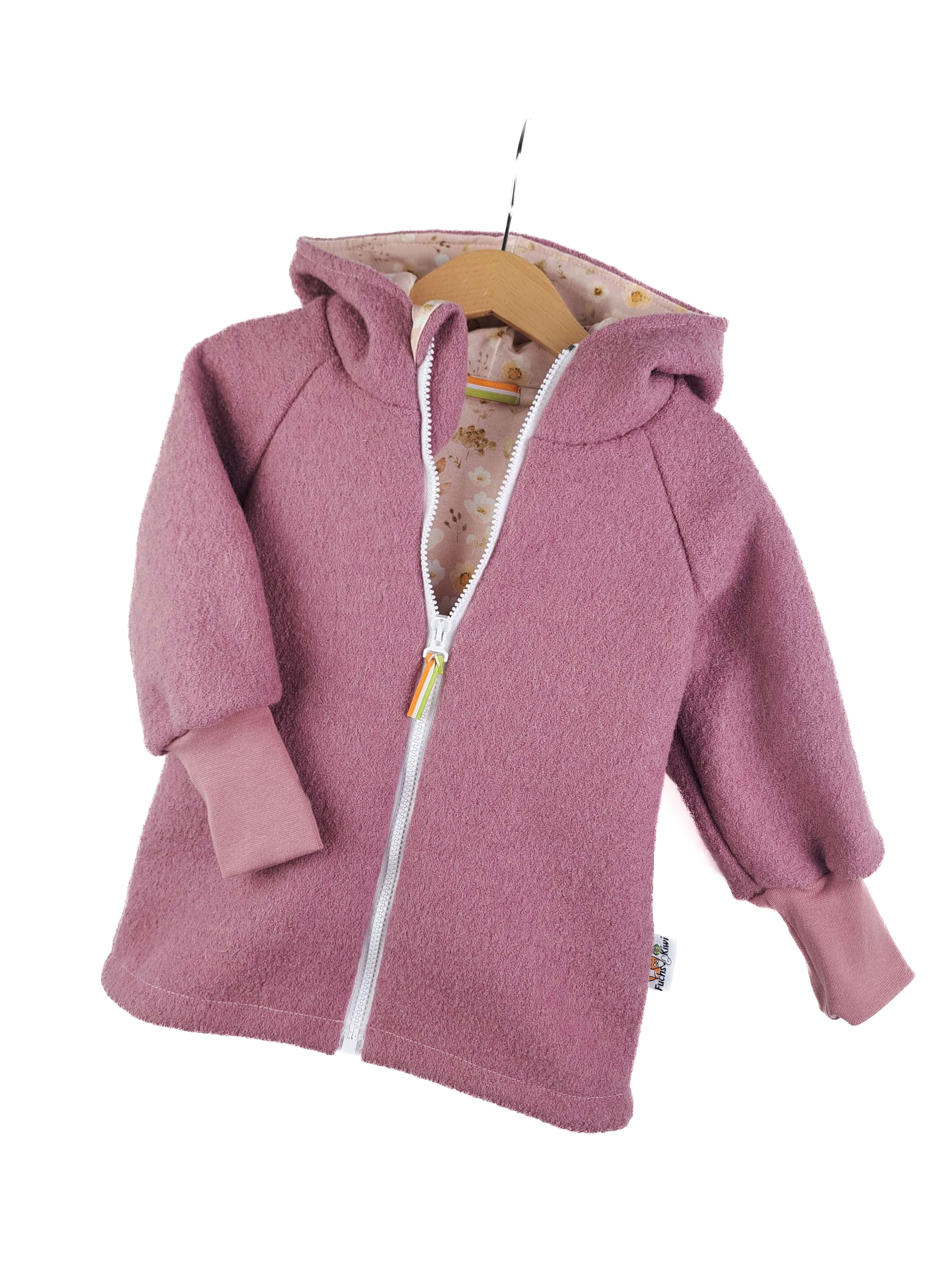 Walkjacke altrosa mit Blümchen altrosa