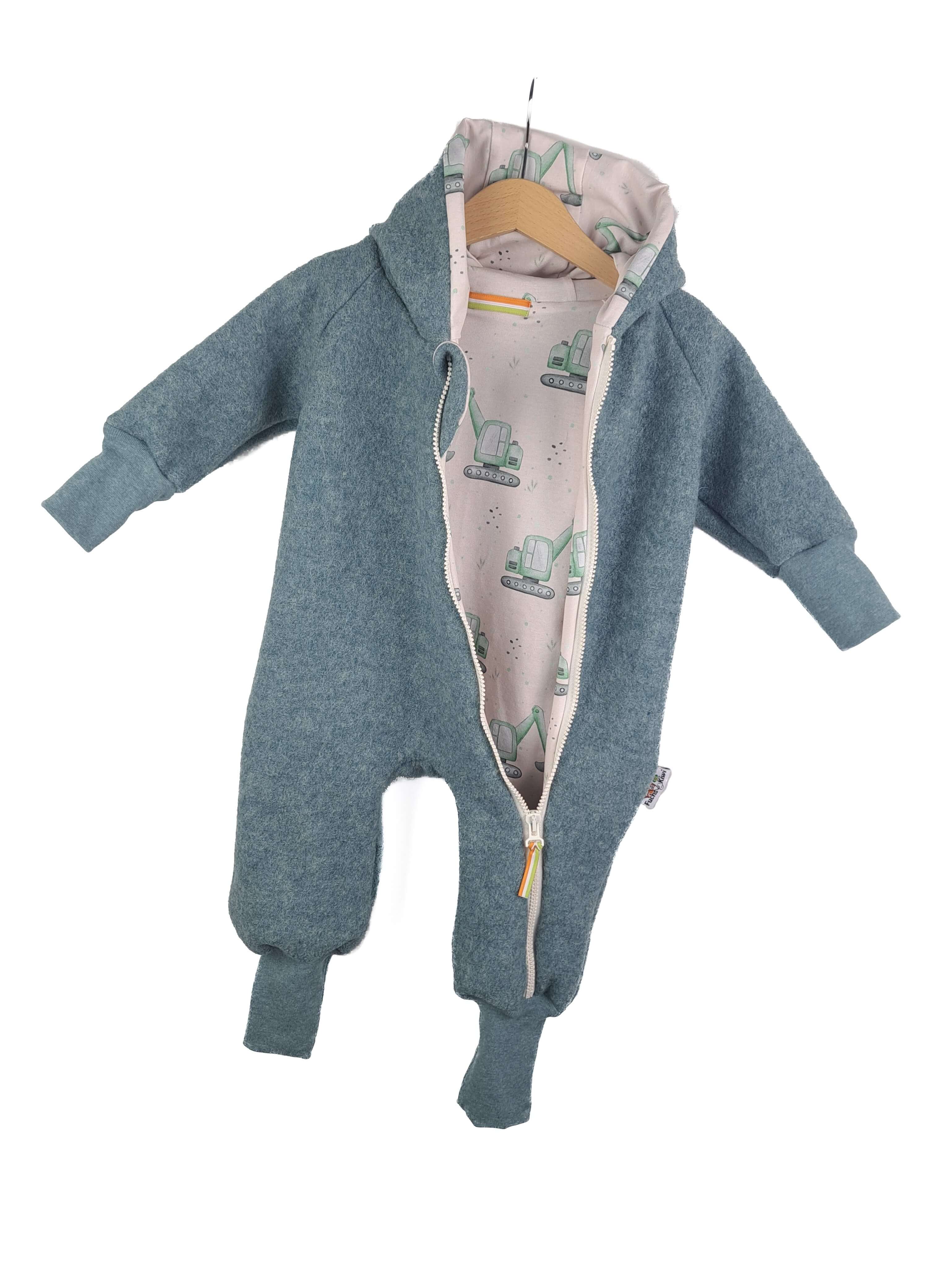 Walkoverall Walk mint meliert mit Bagger creme 62/68