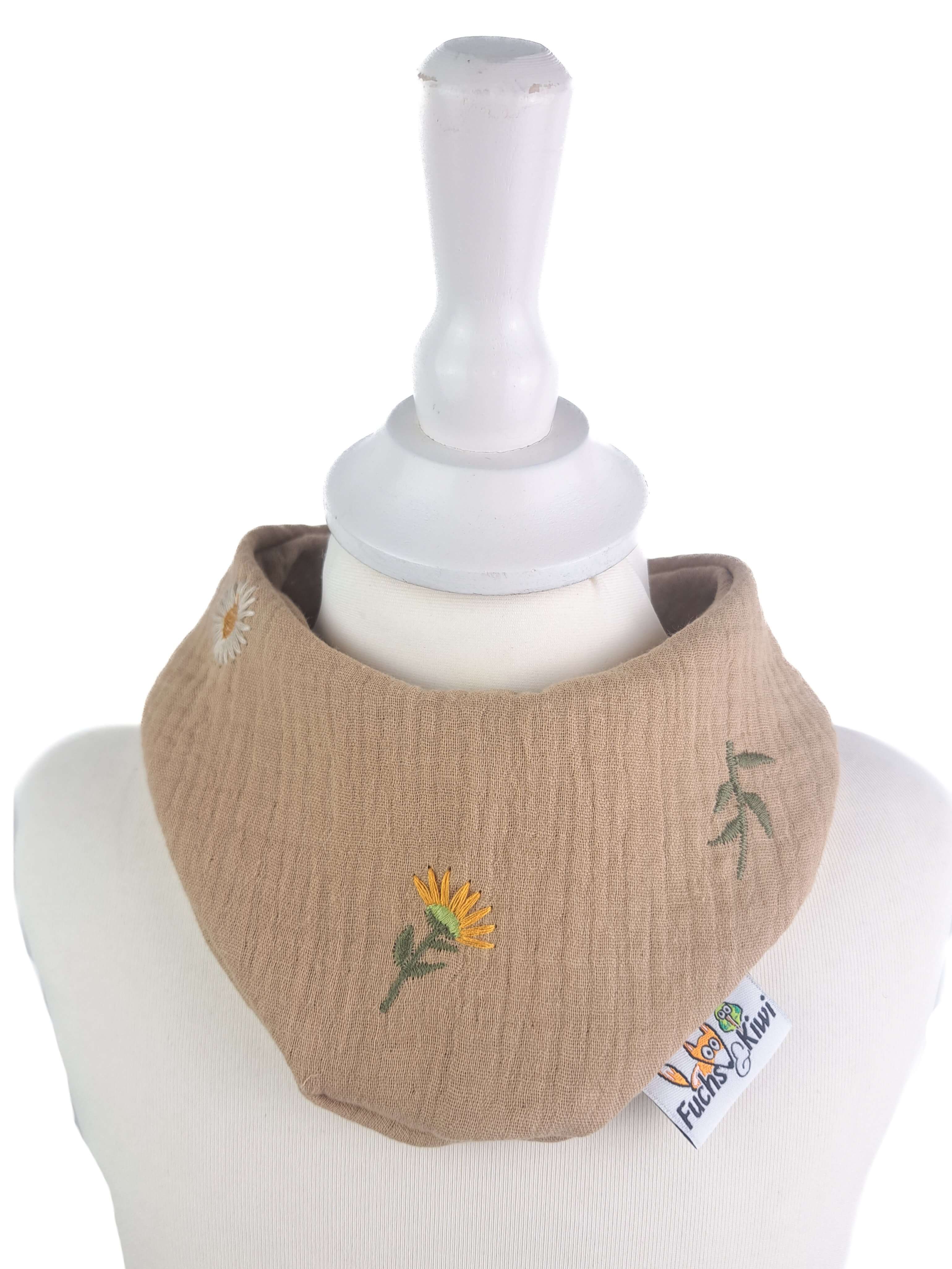 Halstuch Musselin Blumen sand