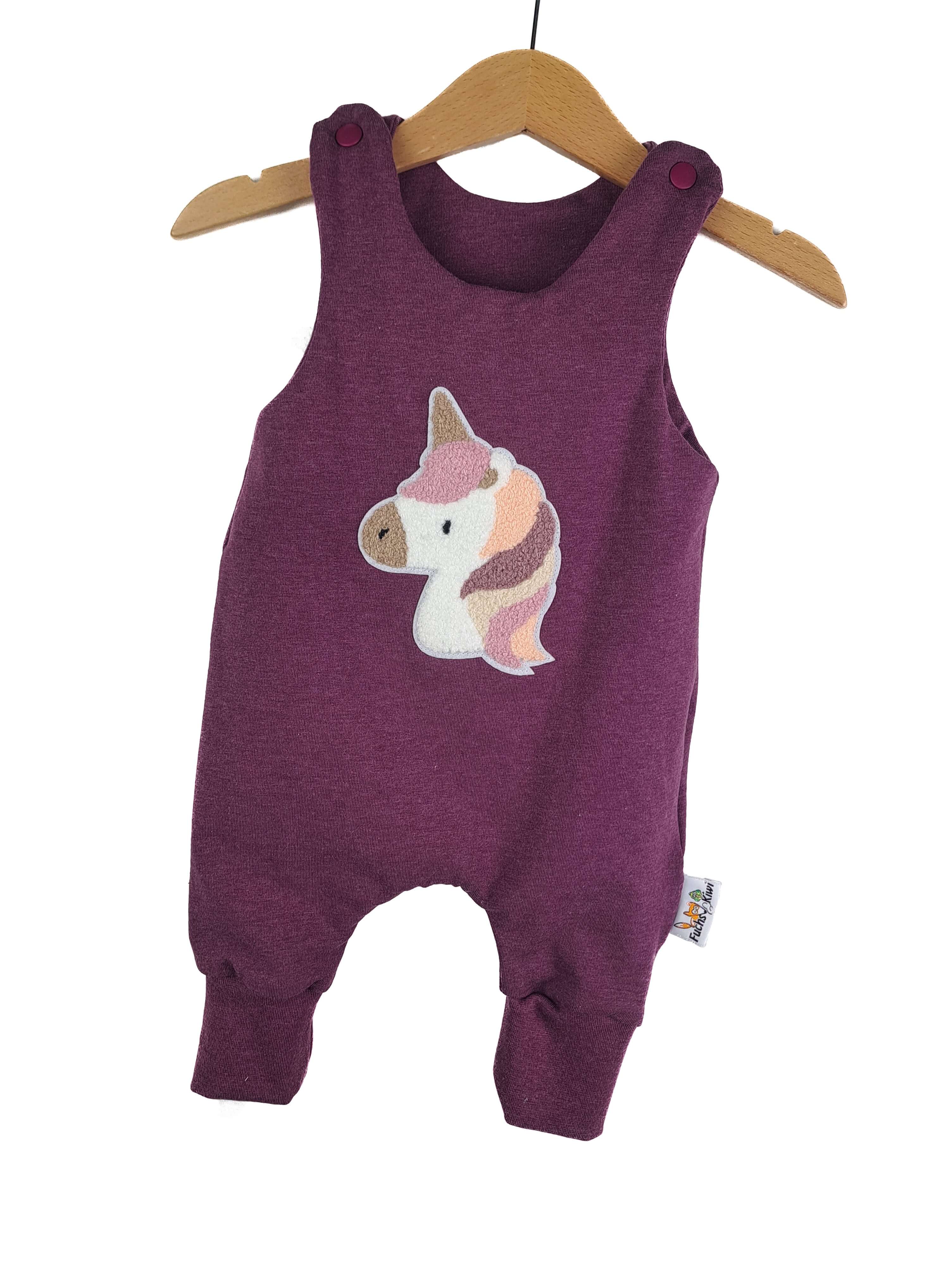 Strampler Einhornkopf-Patch flieder 56