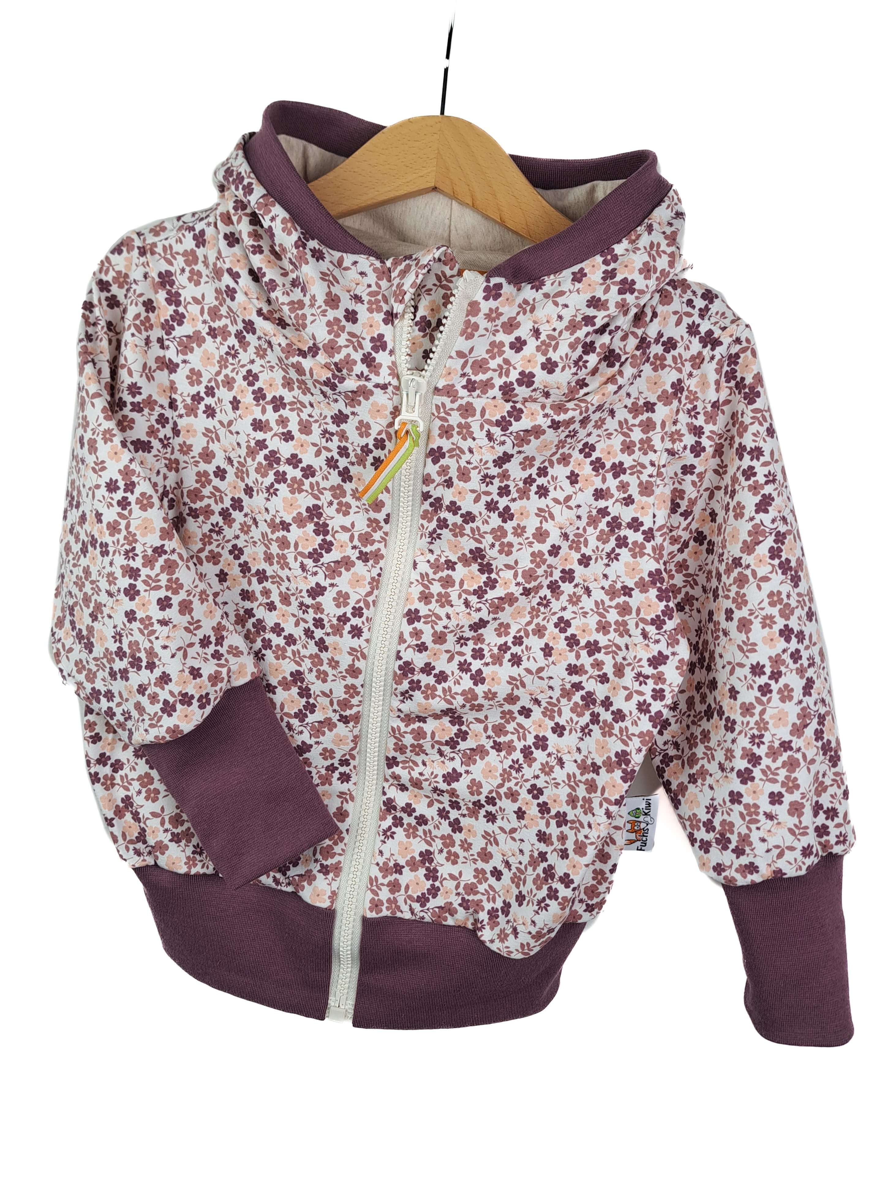 Sweatjacke Blumenwiese flieder 86/92