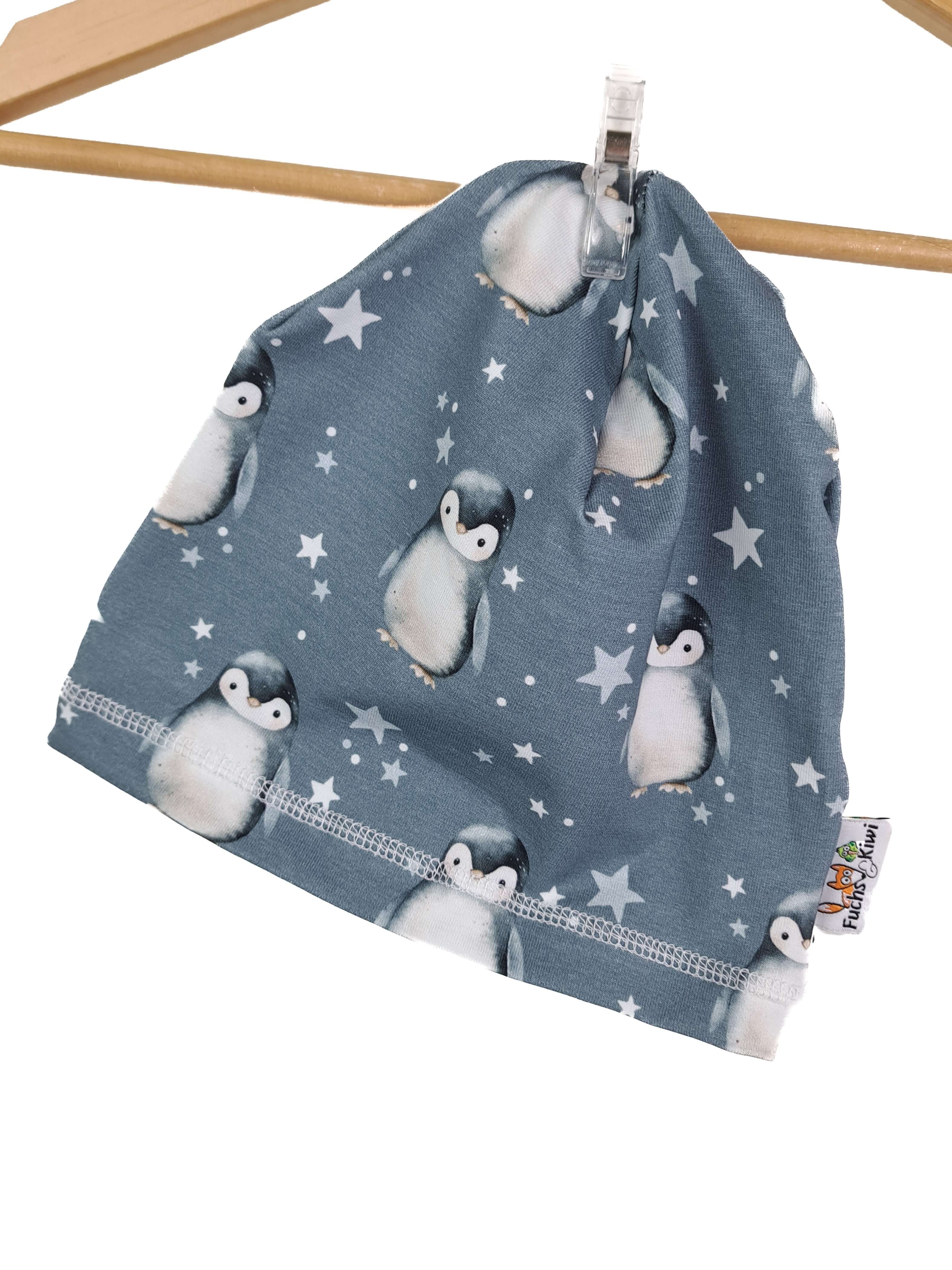 Beanie Pinguine blau 42-44