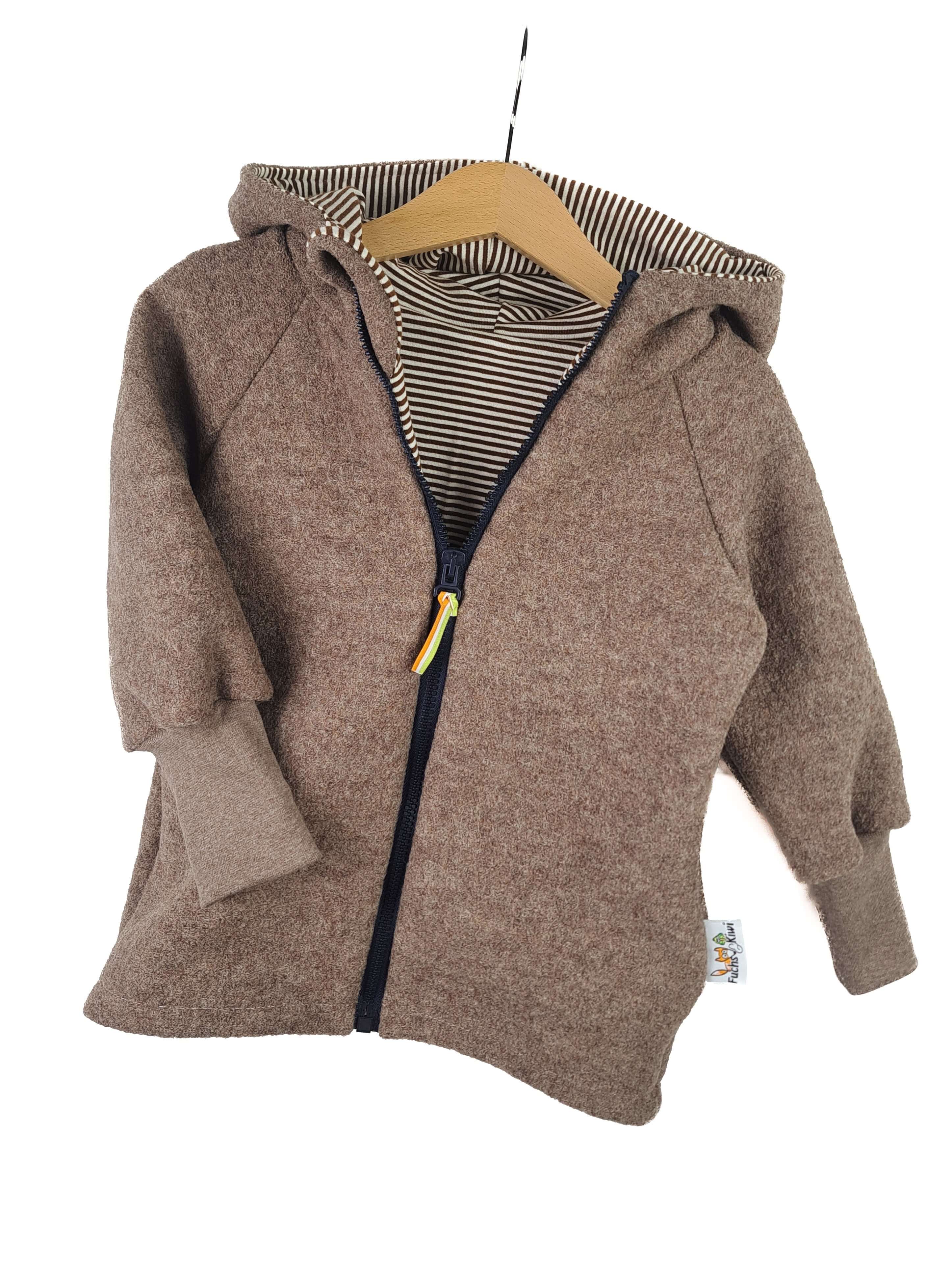 Walkjacke braun meliert mit Streifen braun