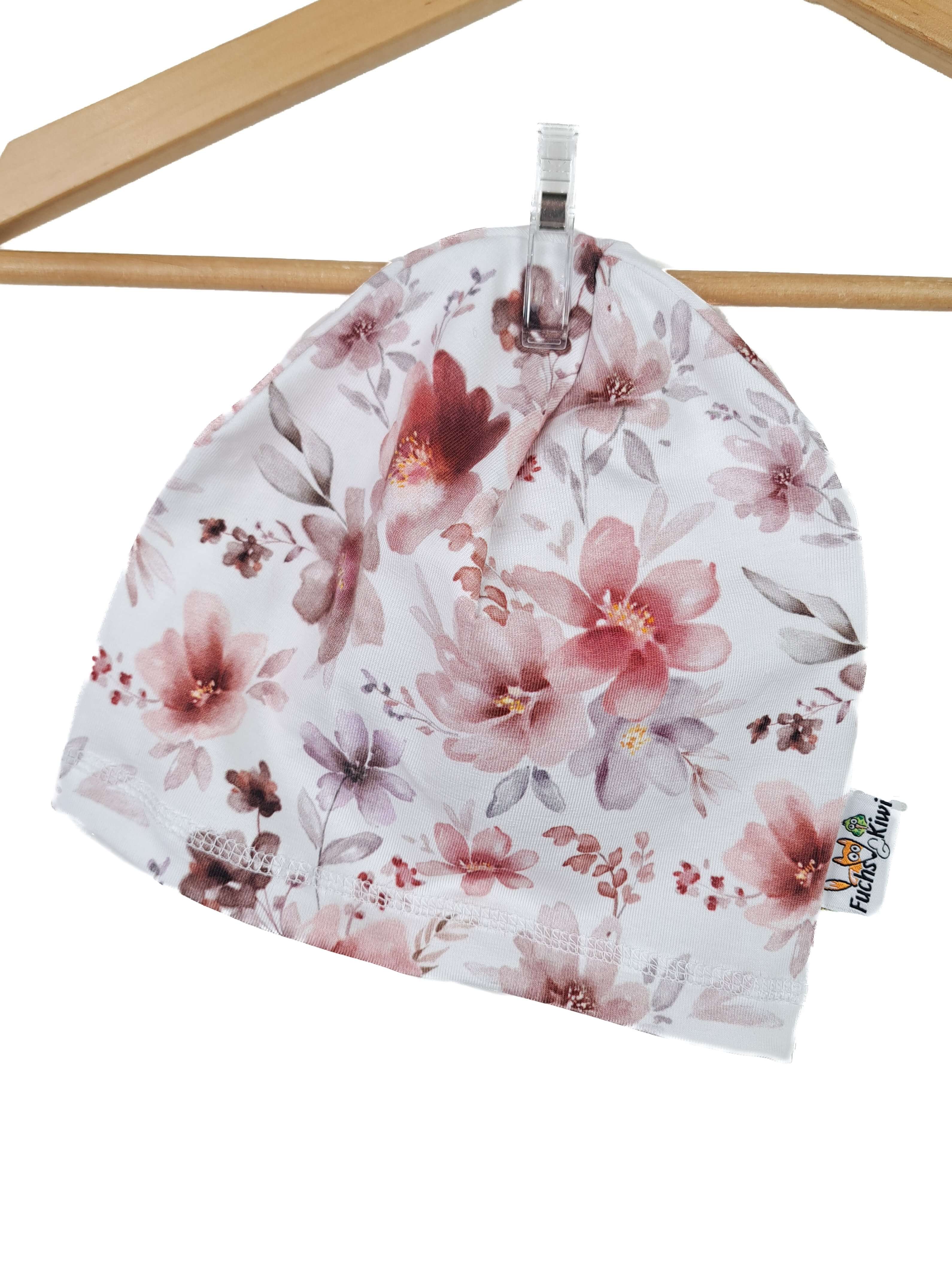 Beanie Blumenmeer 48-50 mit Fleece