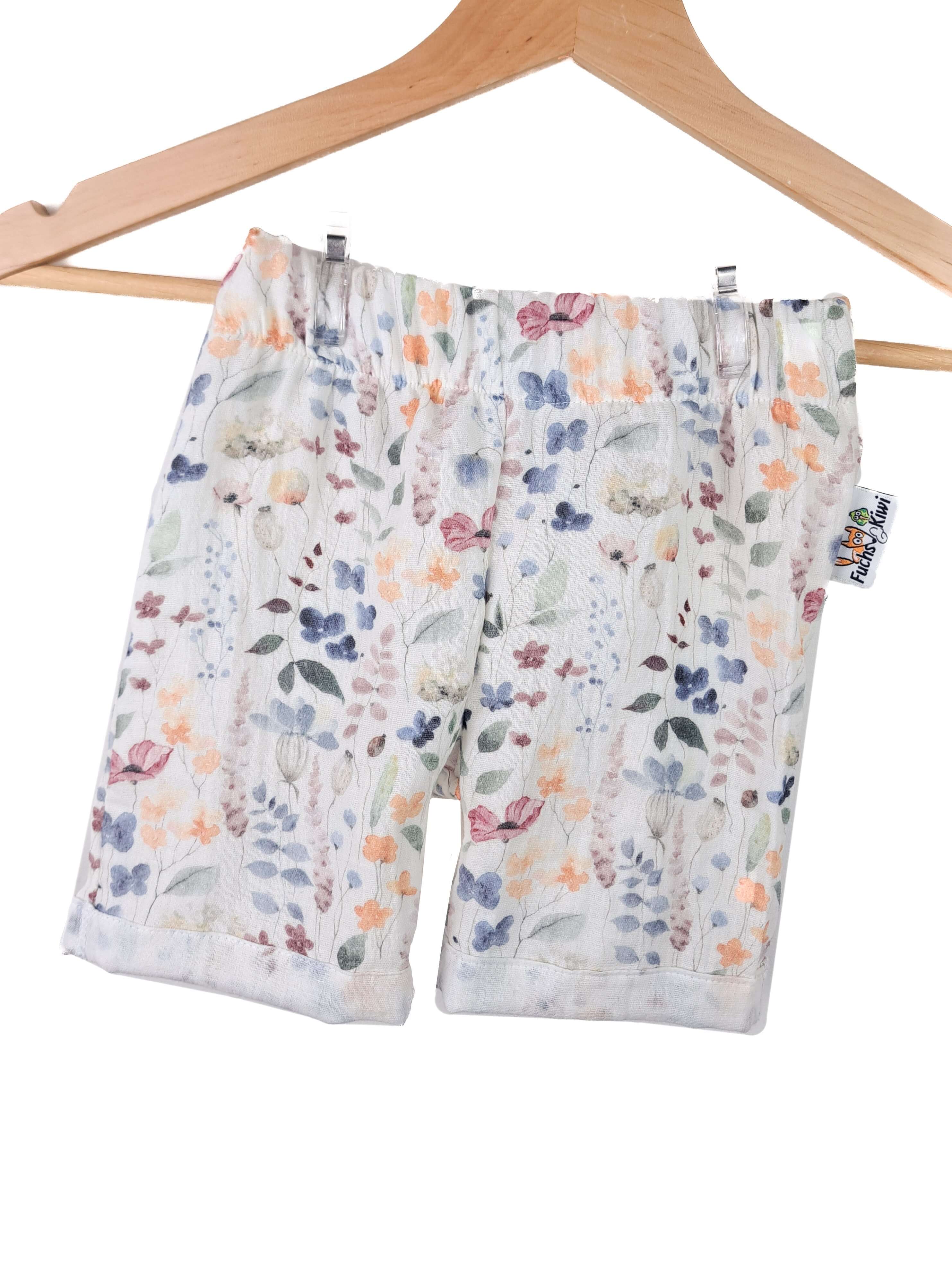 Kurze Shorts Musselin Sommerblumen