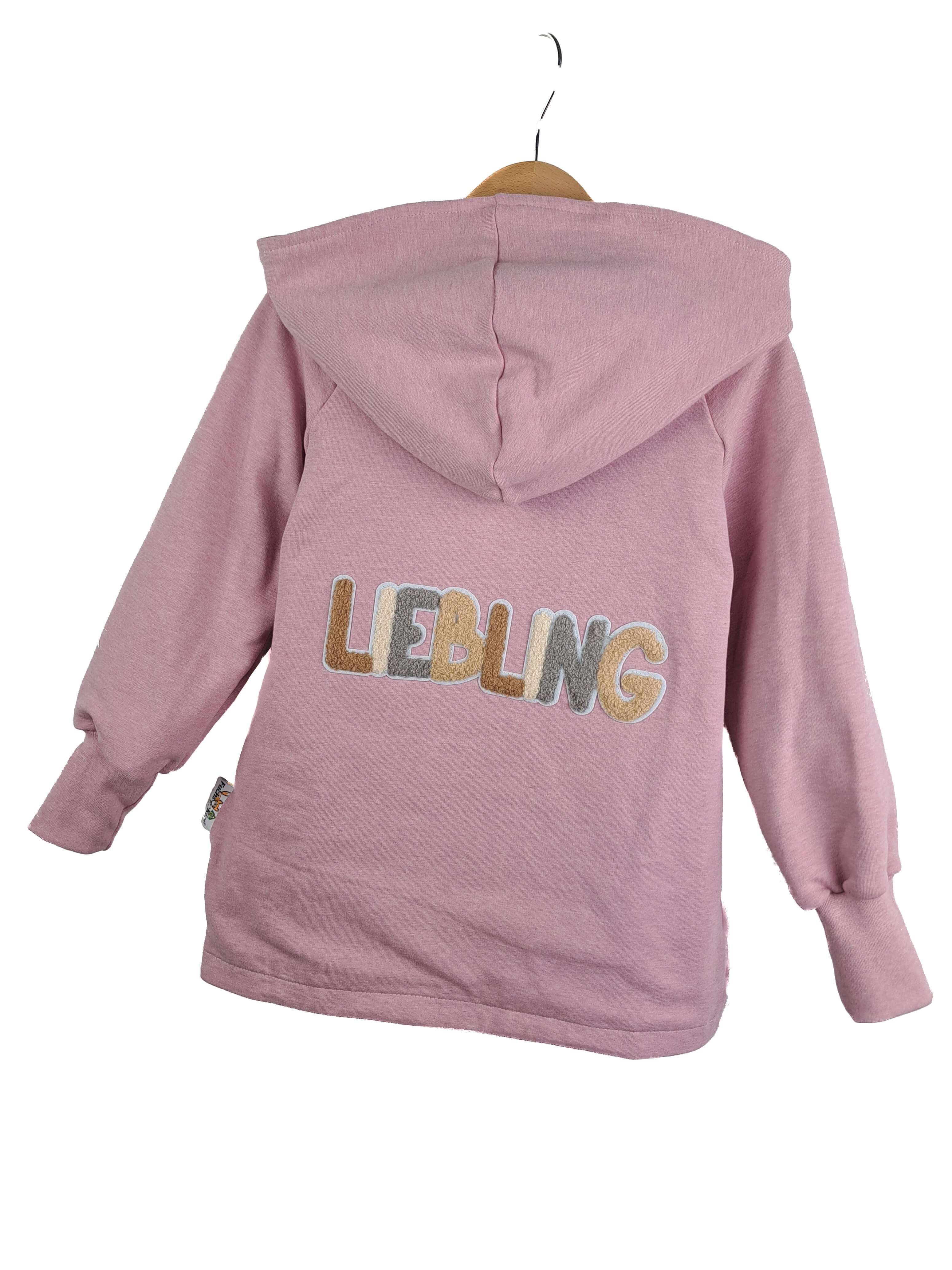 Sweatjacke mit Patch Liebling rosa