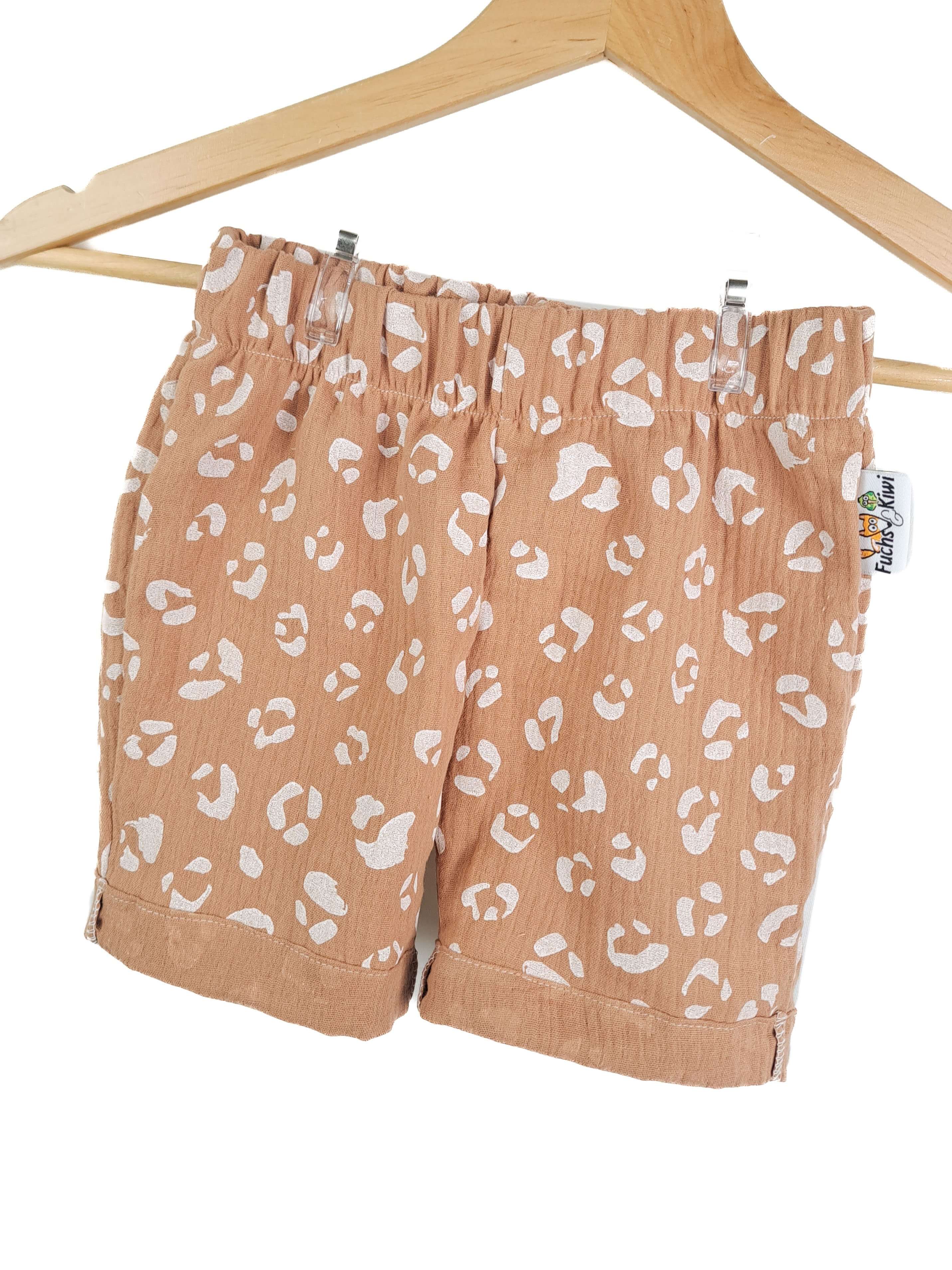 Kurze Shorts Musselin Leo zimt 86/92