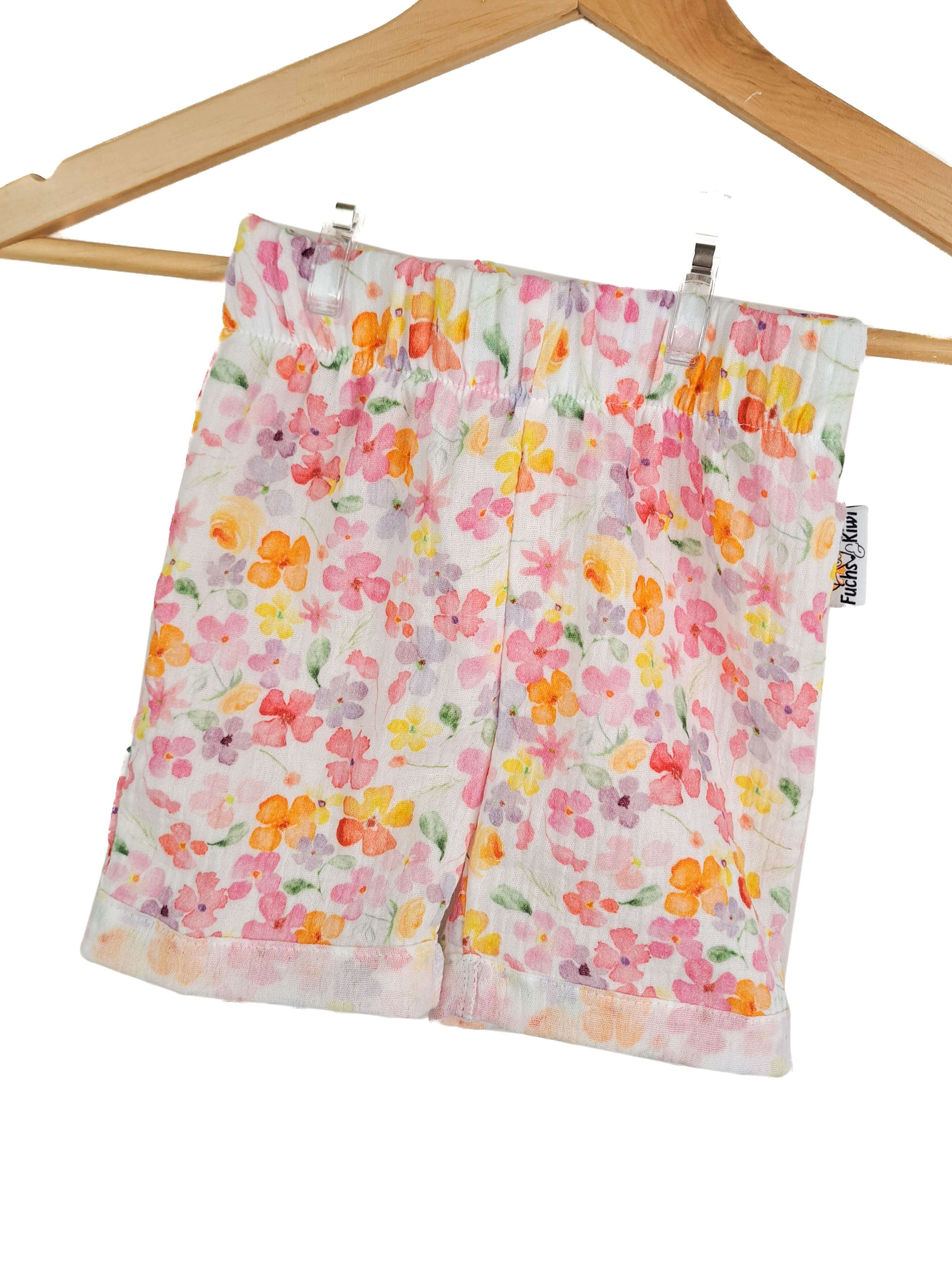 Kurze Shorts Musselin Blümchen bunt 86/92