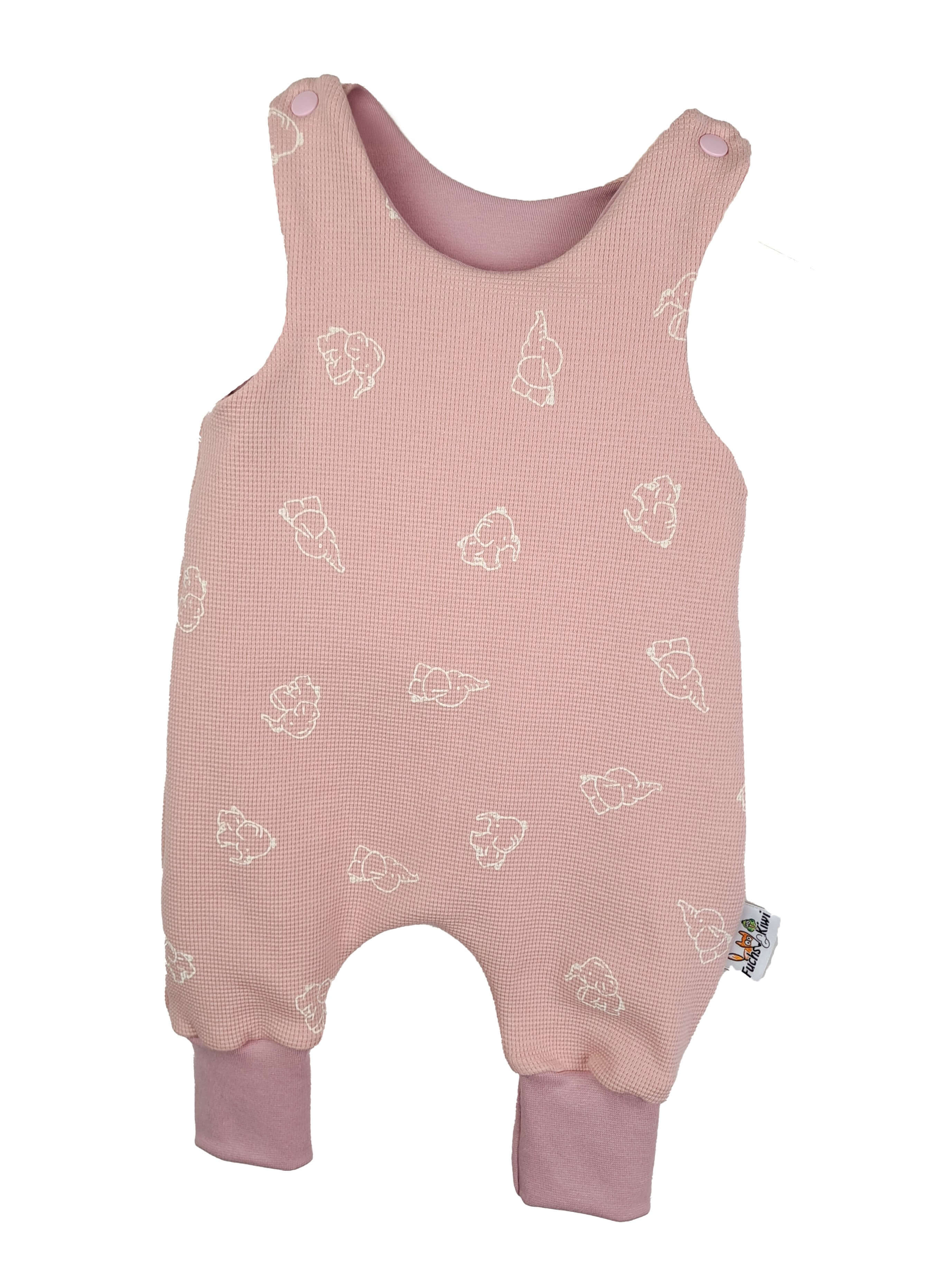 Strampler Waffel Elefanten rosa 62