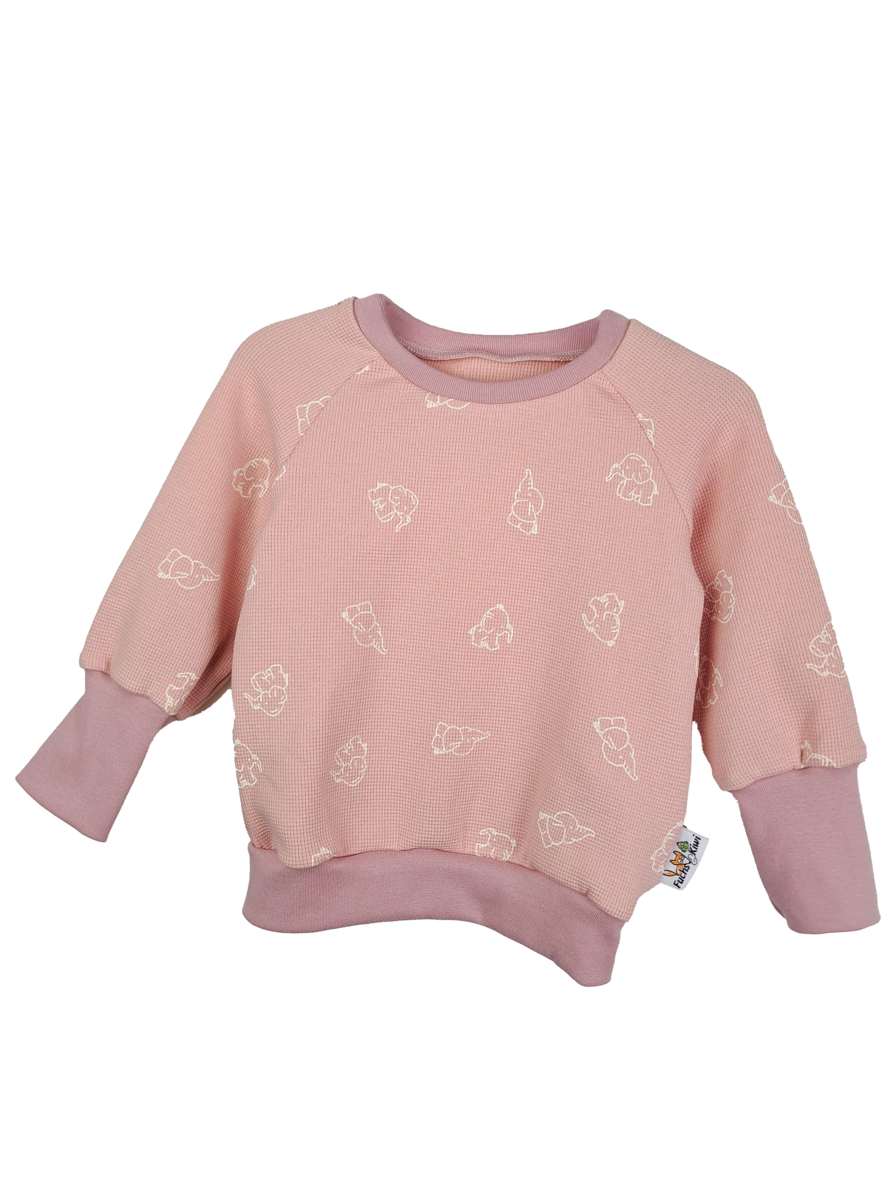 Pullover Waffel Elefanten rosa 86/92