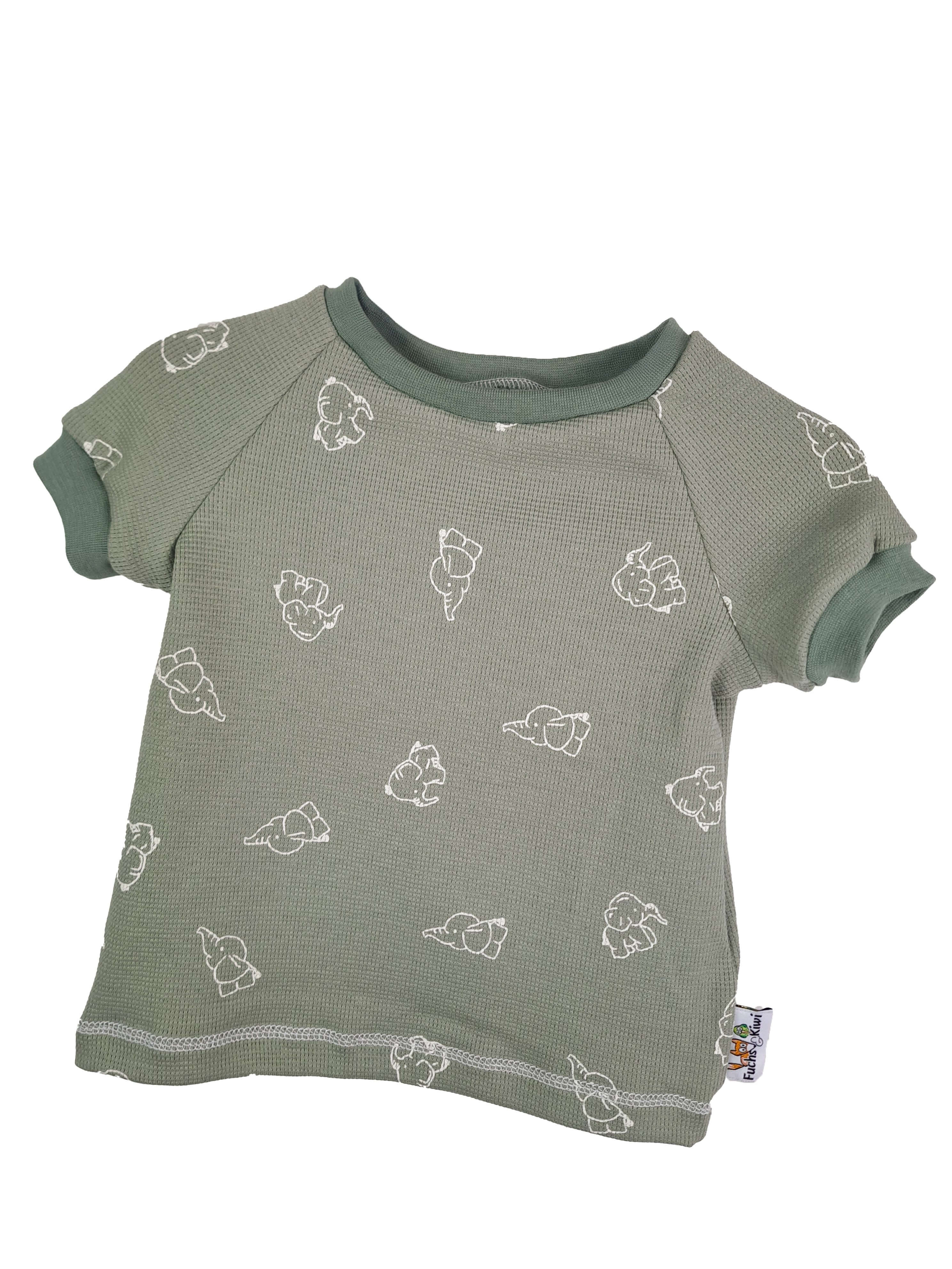 T-Shirt Waffel Elefanten altmint 74/80