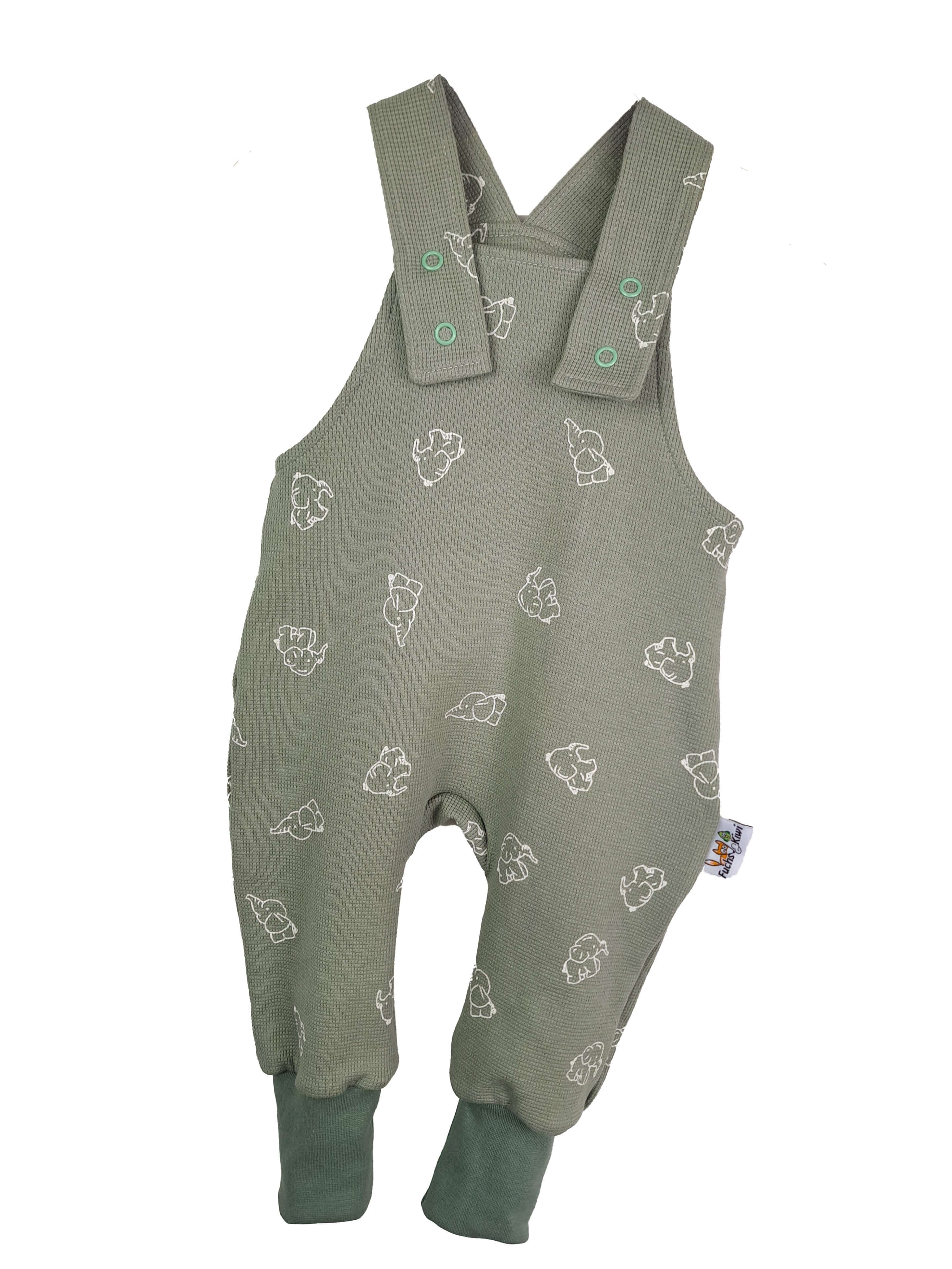 Latzhose Waffel Elefanten altmint 62/68