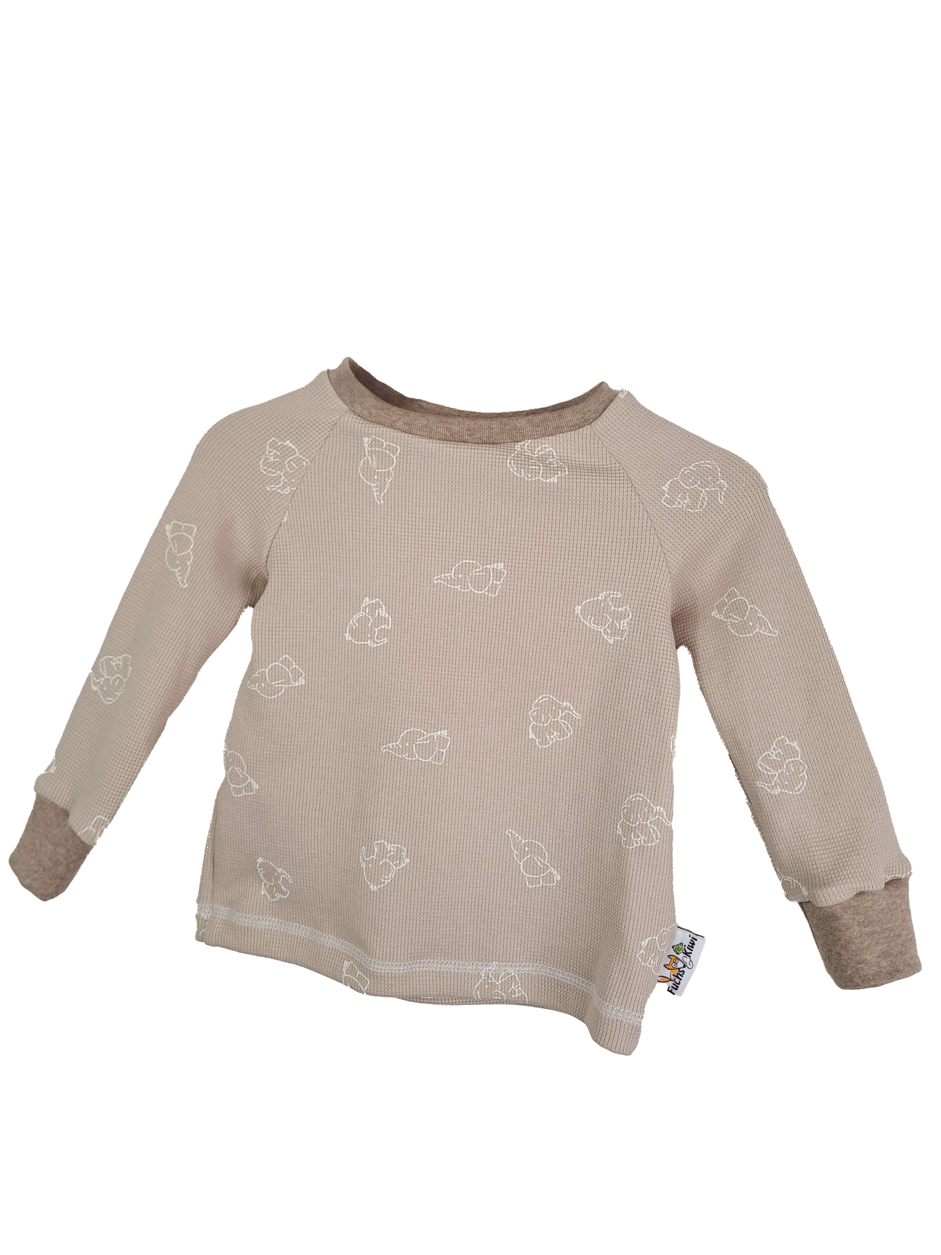 Langarmshirt Waffel Elefanten sand 74/80