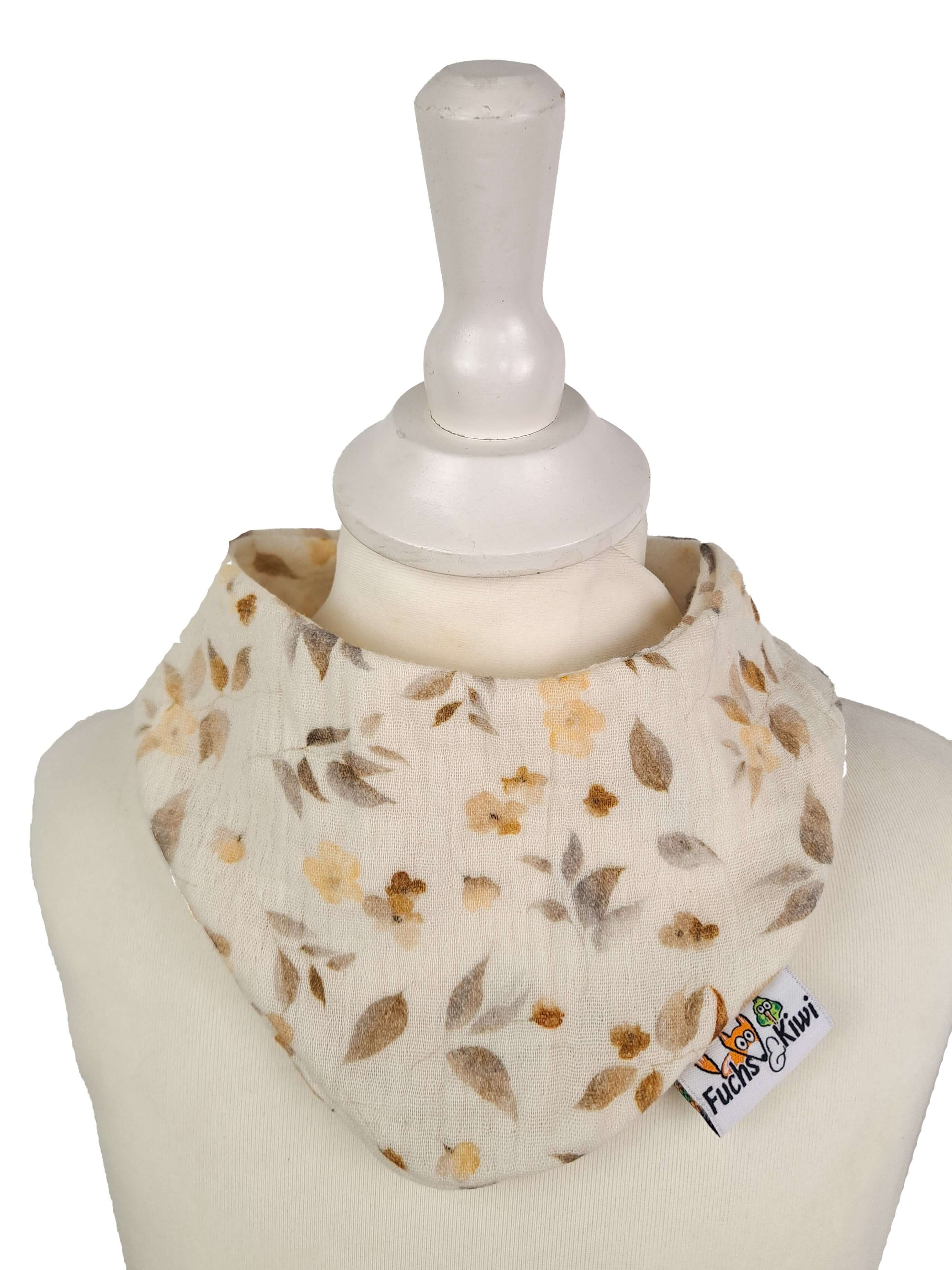 Halstuch Musselin Blätter und Blumen