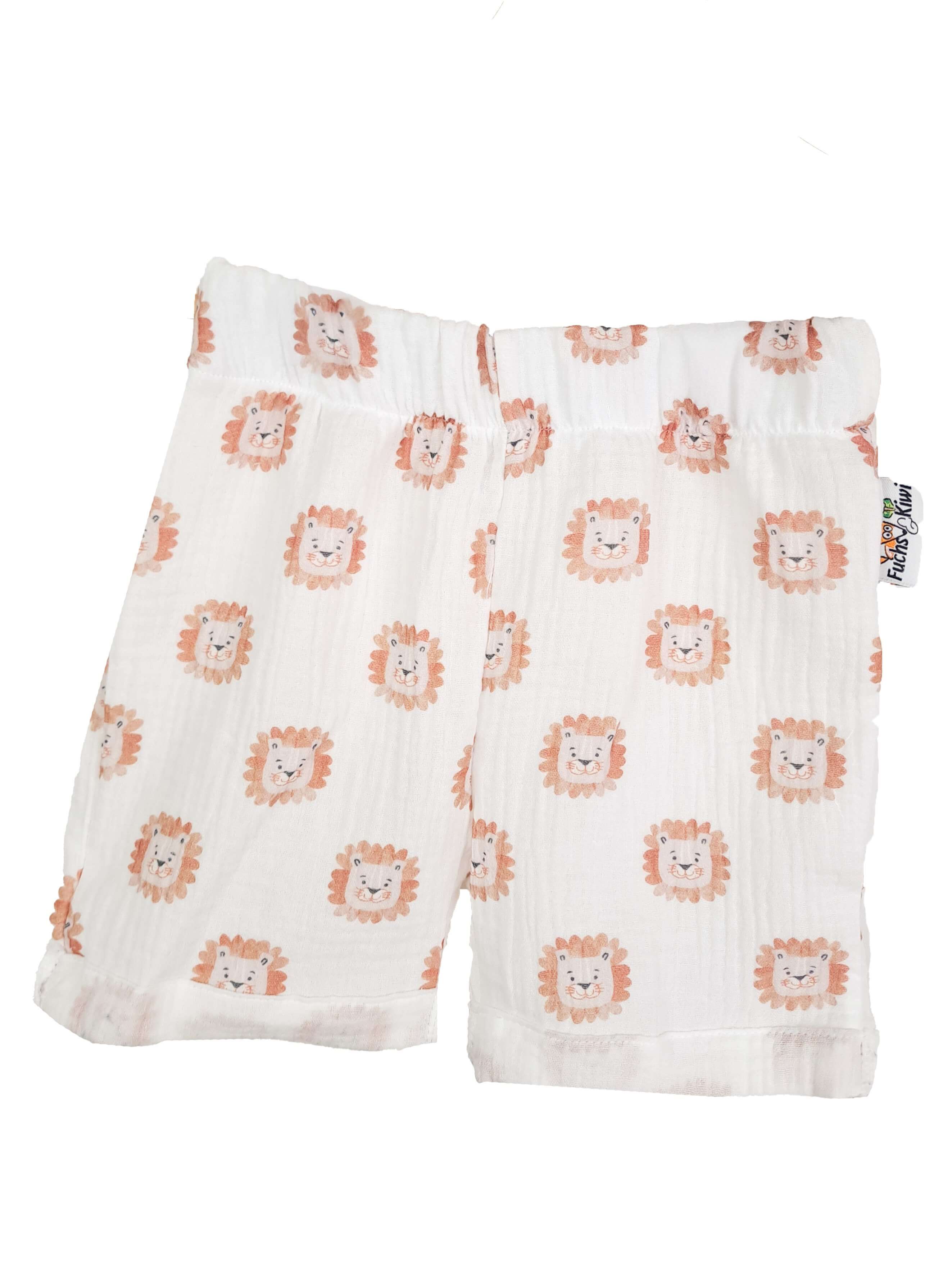 Kurze Shorts Musselin Löwe