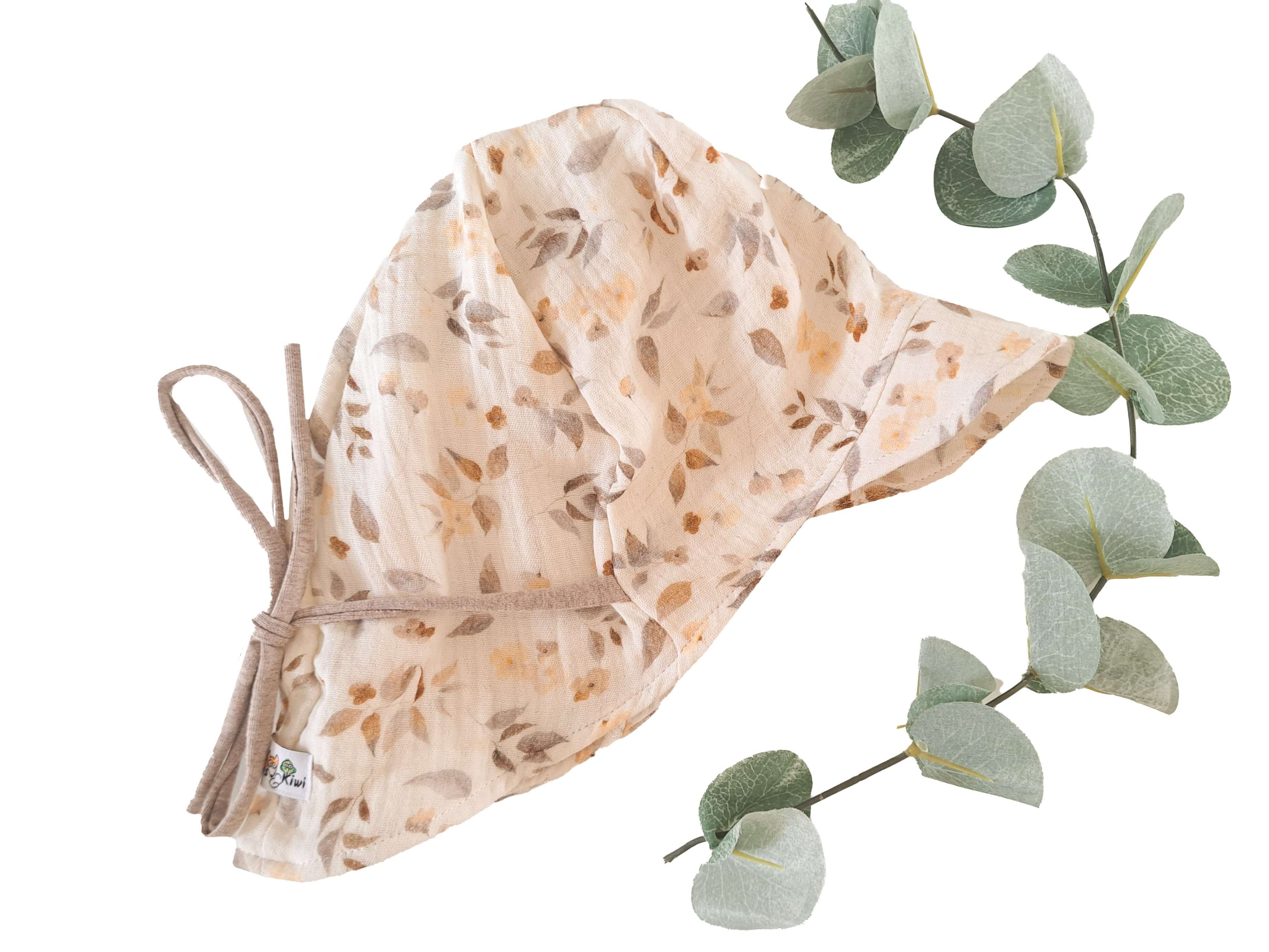 Sommerhut Musselin Blätter und Blumen