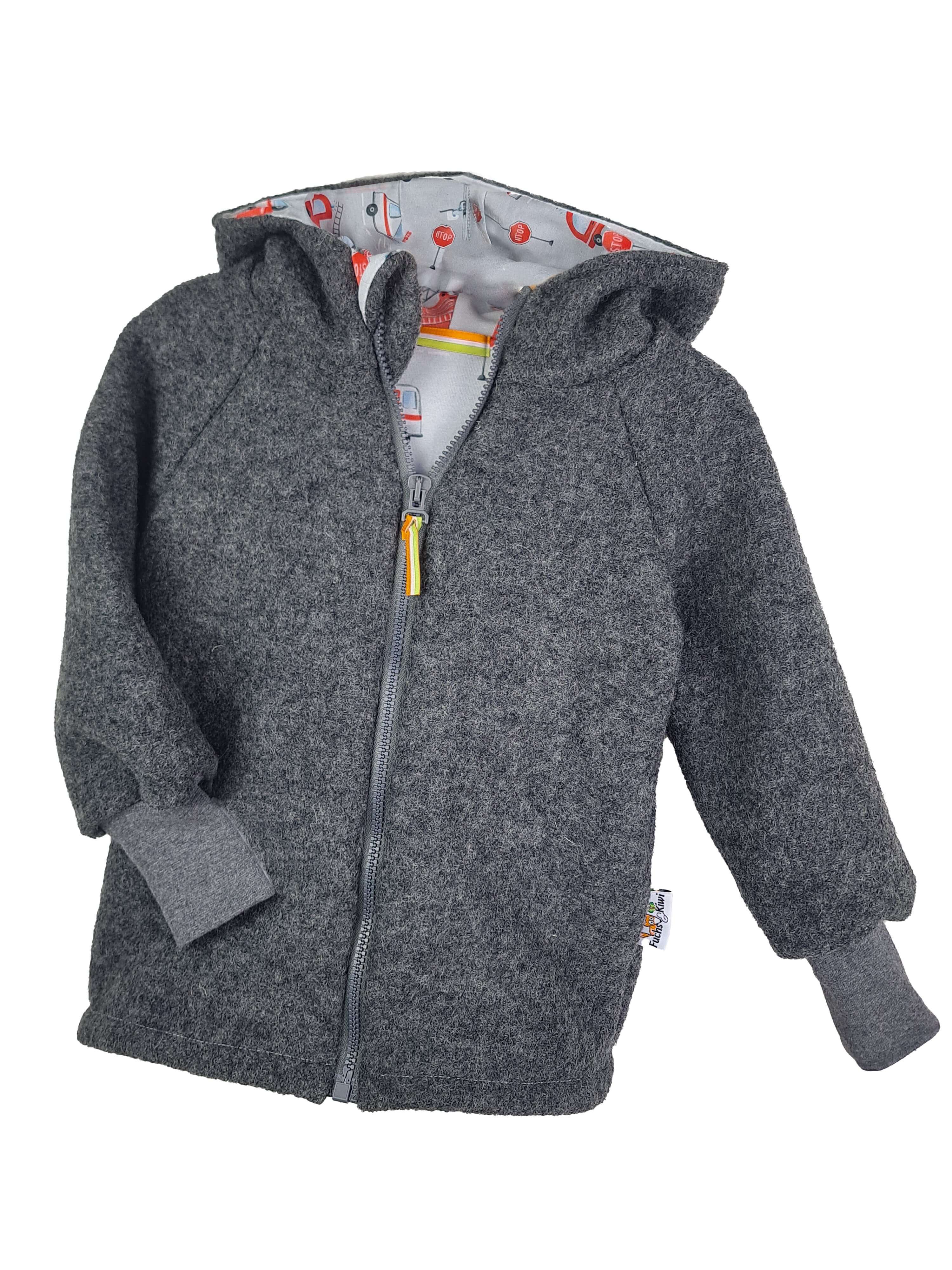 Walkjacke grau mit Helferfahrzeuge
