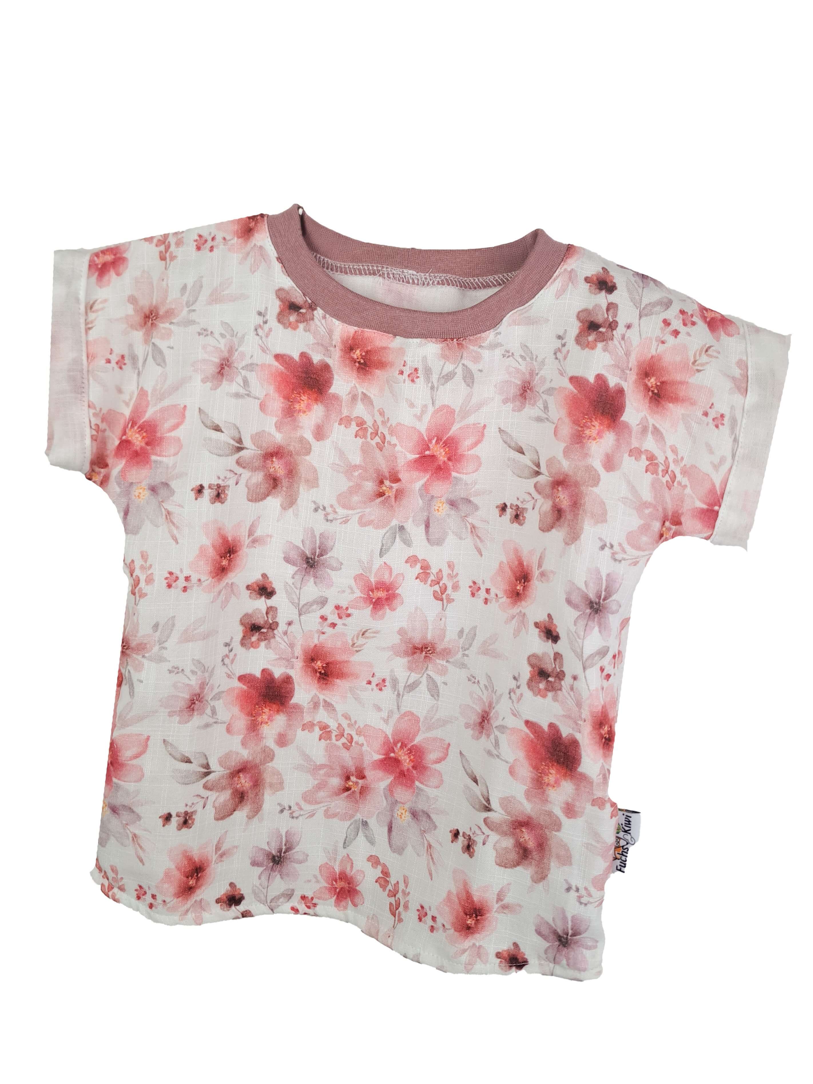 T-Shirt mit Umschlagarmen Musselin Blumenmeer 86/92