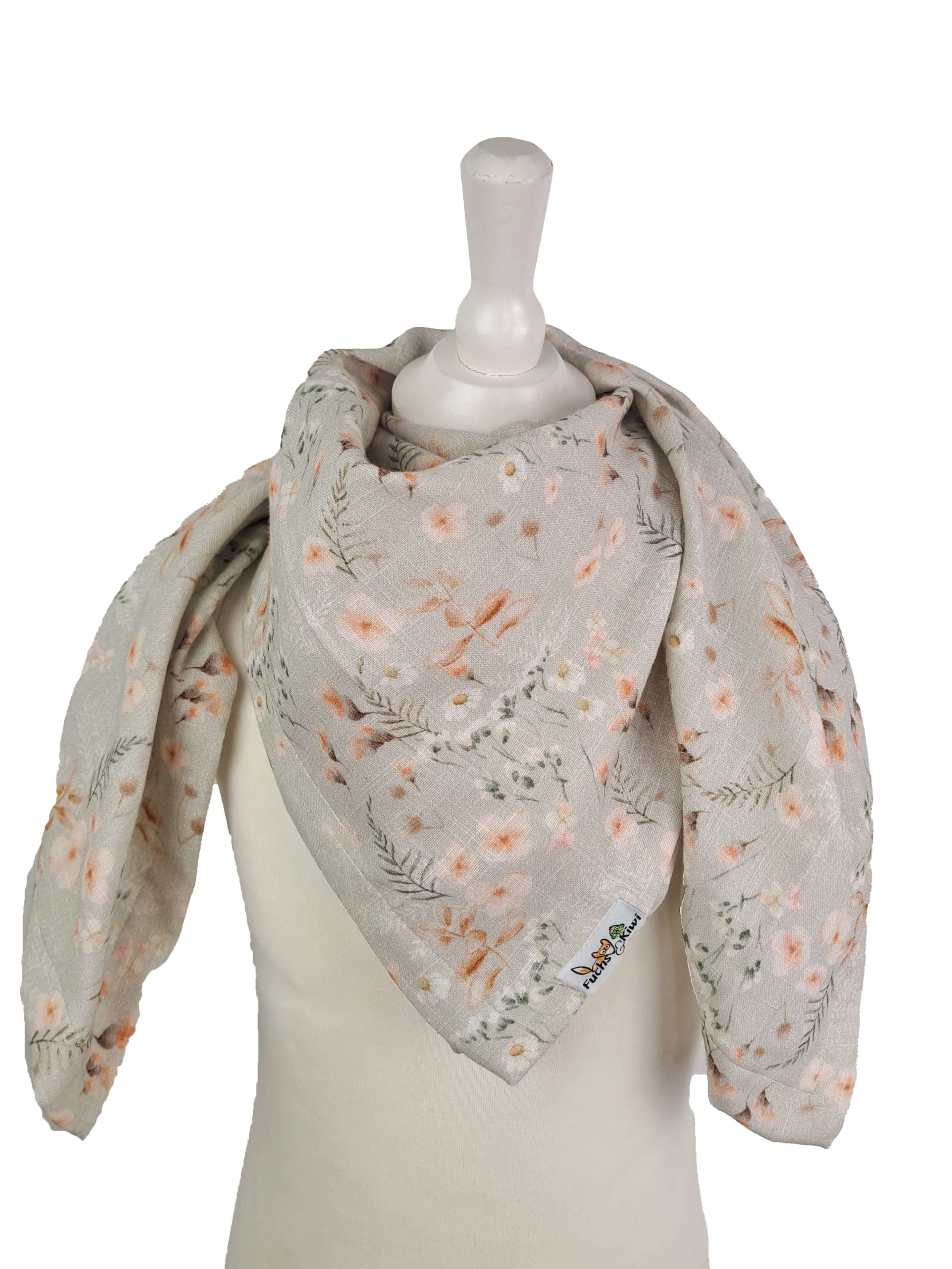 Tuch zum Binden Musselin Blümchen sand