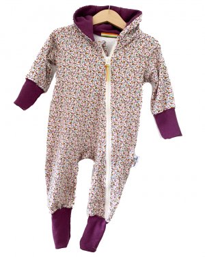 Sweatoverall Blümchen Flieder