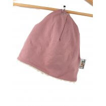 Beanie altrosa 50-54 gefüttert mit Teddyfell
