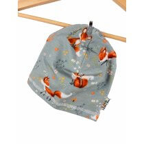 Beanie Fuchsi grau 46-48 gefüttert mit Teddyfell