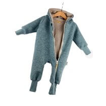 Walkoverall aus Merinowolle mint meliert mit sand meliert 80/86