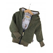 Walkjacke moosgrün meliert mit Faultierliebe