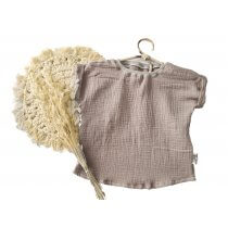 T-Shirt mit Umschlagarmen Musselin beige