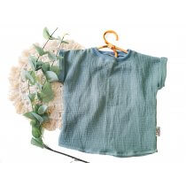 T-Shirt mit Umschlagarmen Musselin altmint