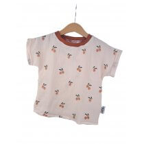 T-Shirt  mit Umschlagarmen Musselin Pfirsich